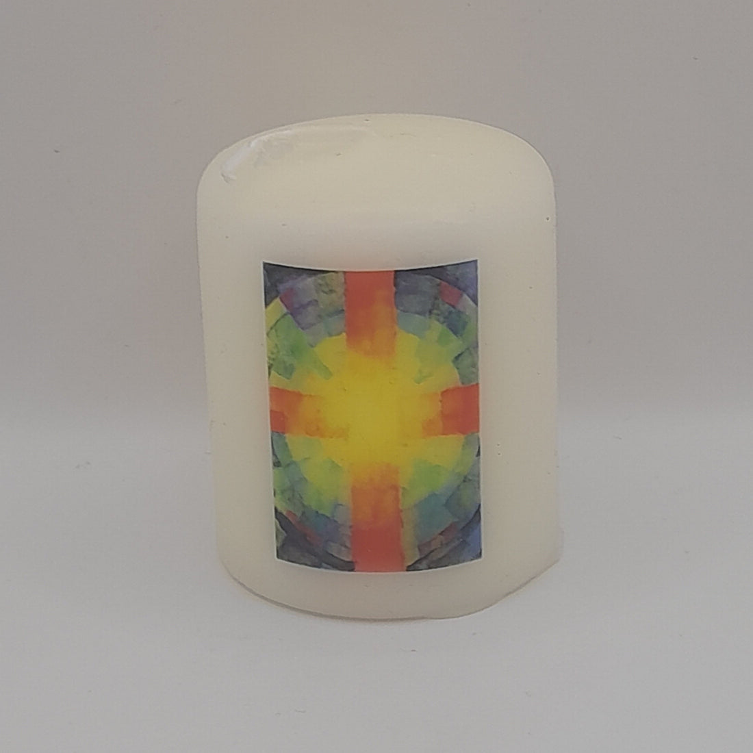 Mini-Geschenkkerze "Kreuz bunt"