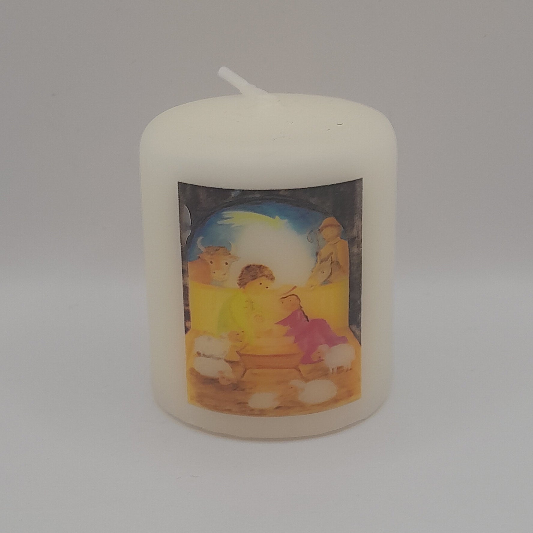 Mini-Weihnachtskerze "Bei der Krippe"