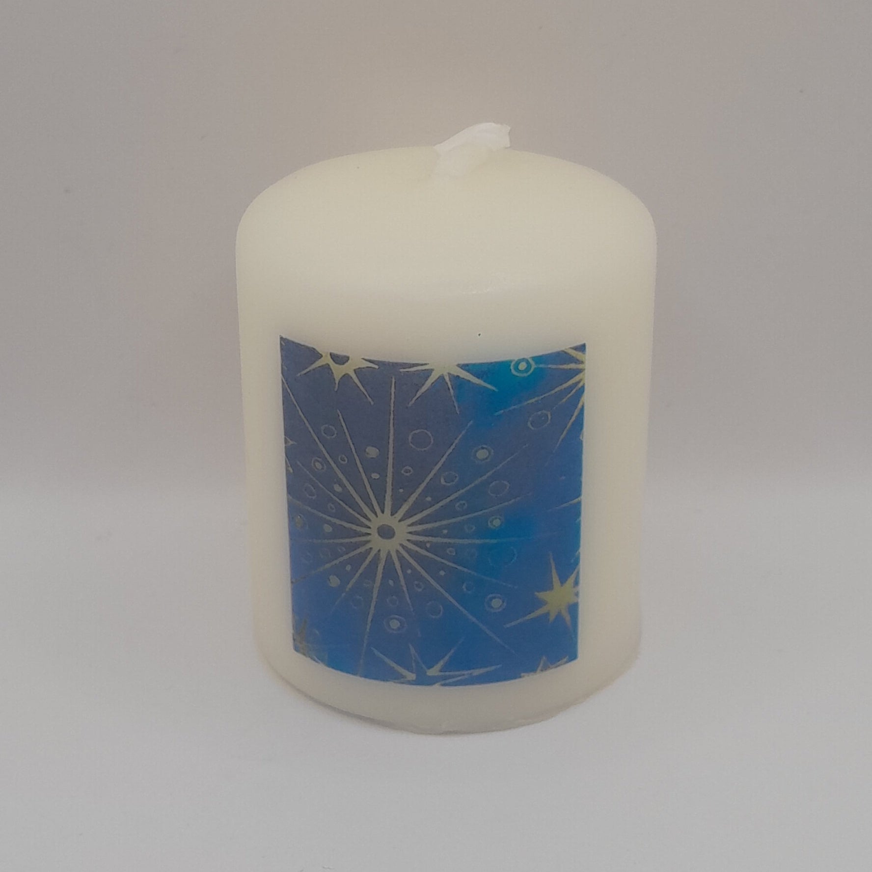 Mini-Weihnachtskerze "Sterne blau"