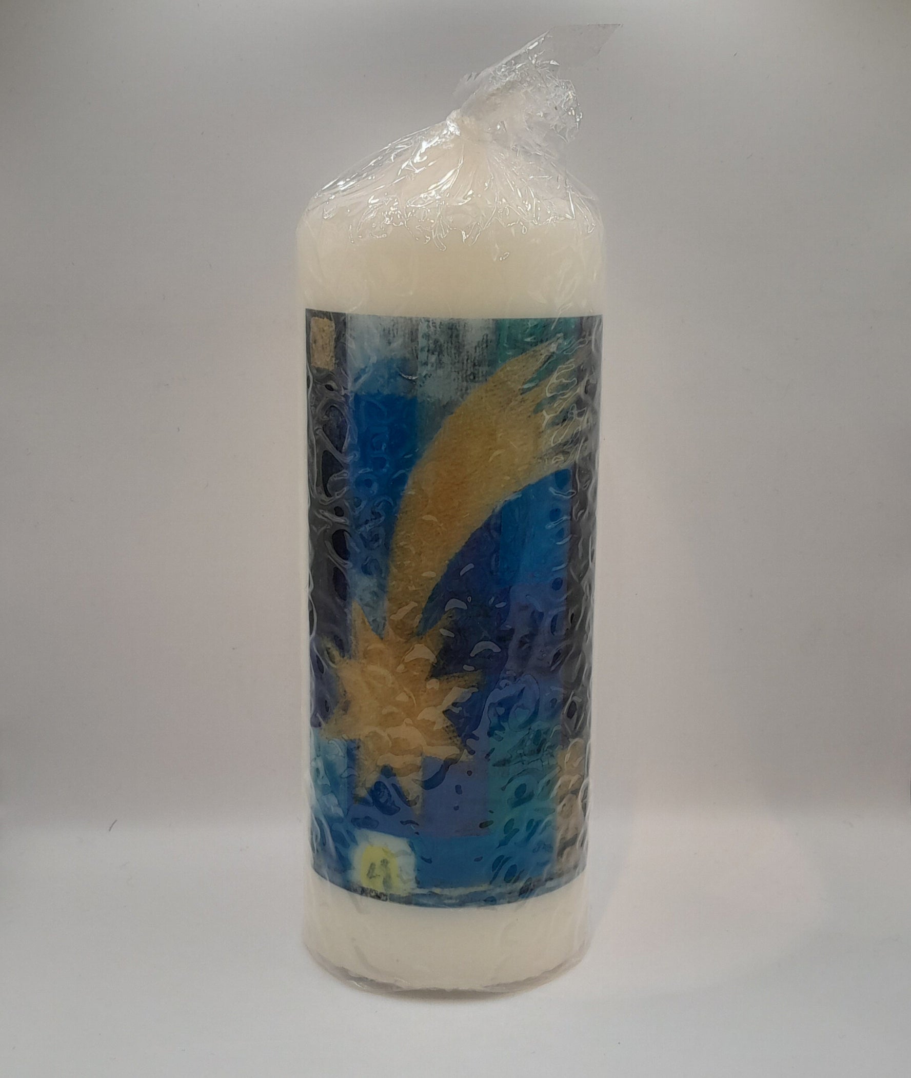 Weihnachtskerze "Stern gold/blau"