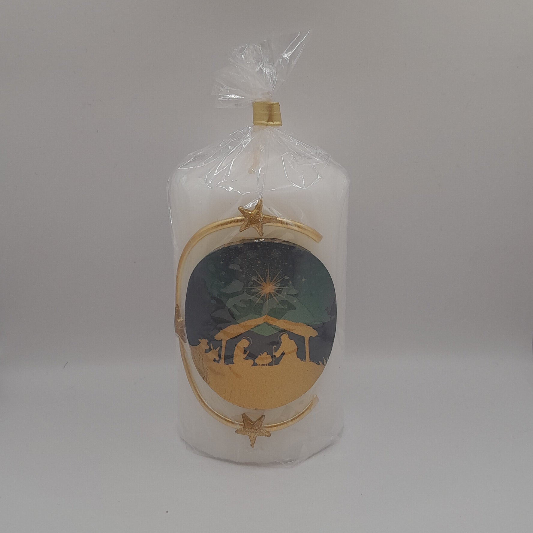 Weihnachtskerze "Goldenes Krippenmotiv"