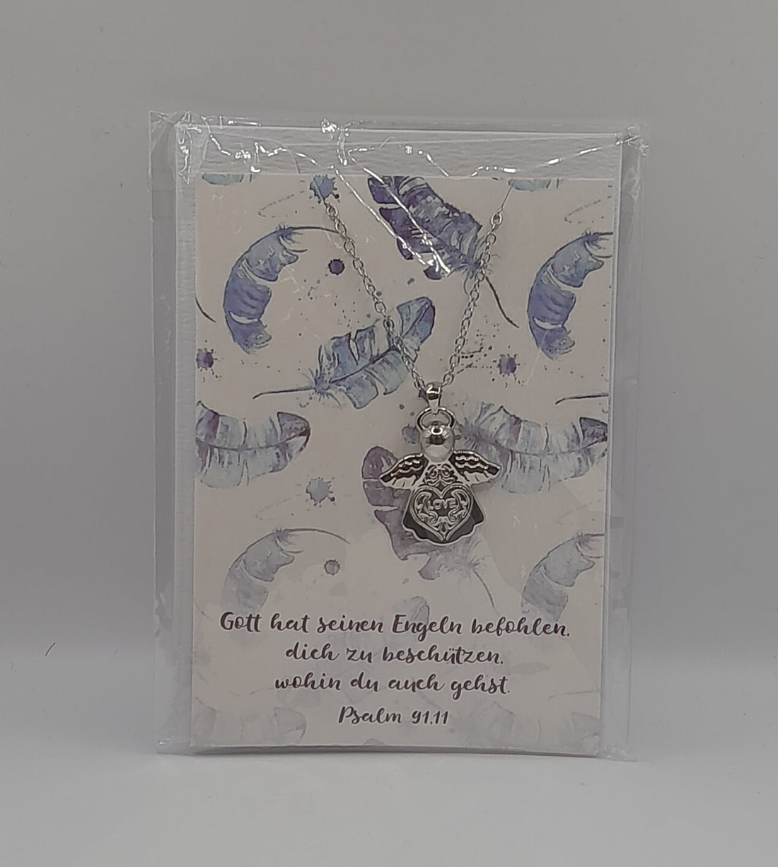 Halskette silberfarben, mit Engel-Anhänger