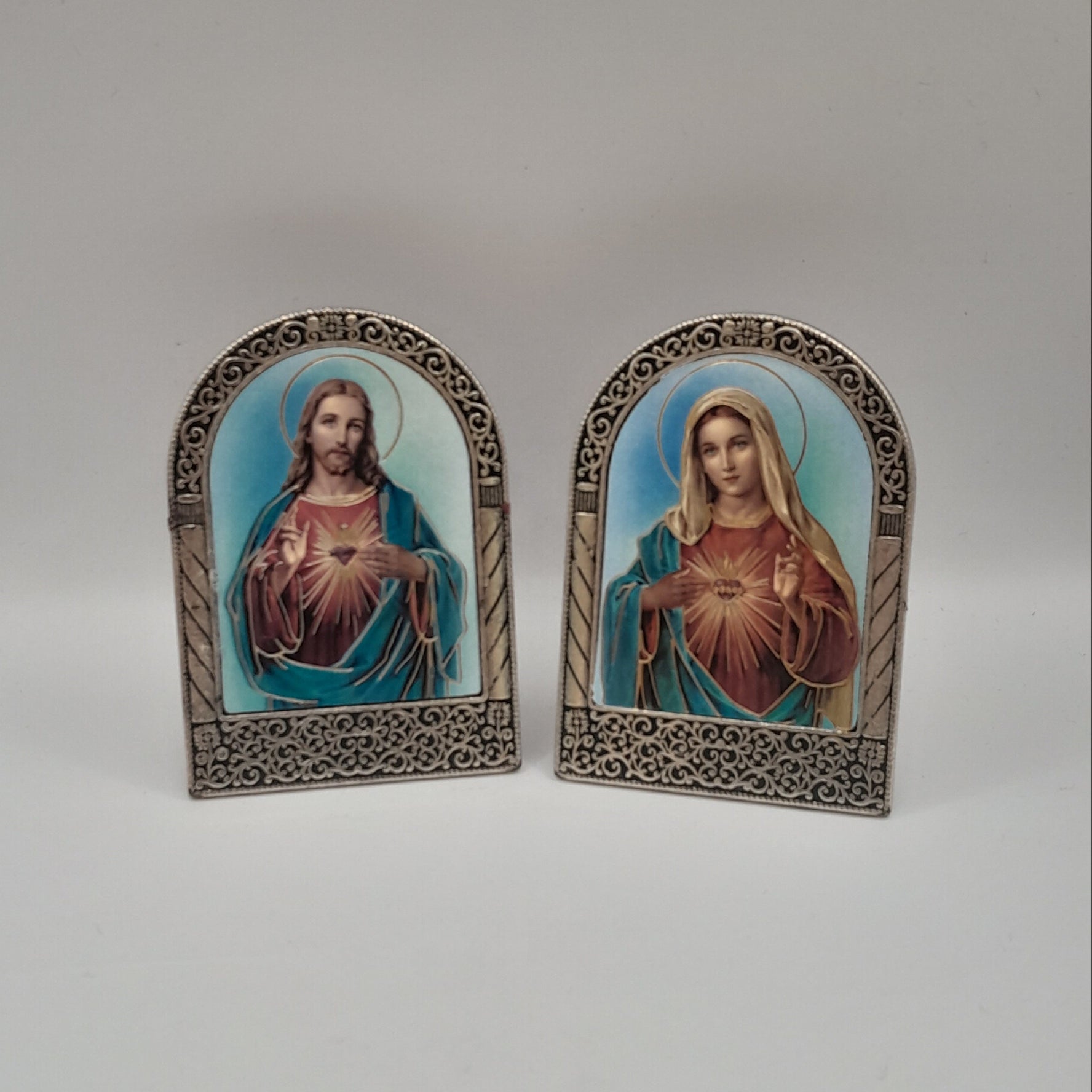 2-er Set Steh-Plaketten Herz Jesu & Maria