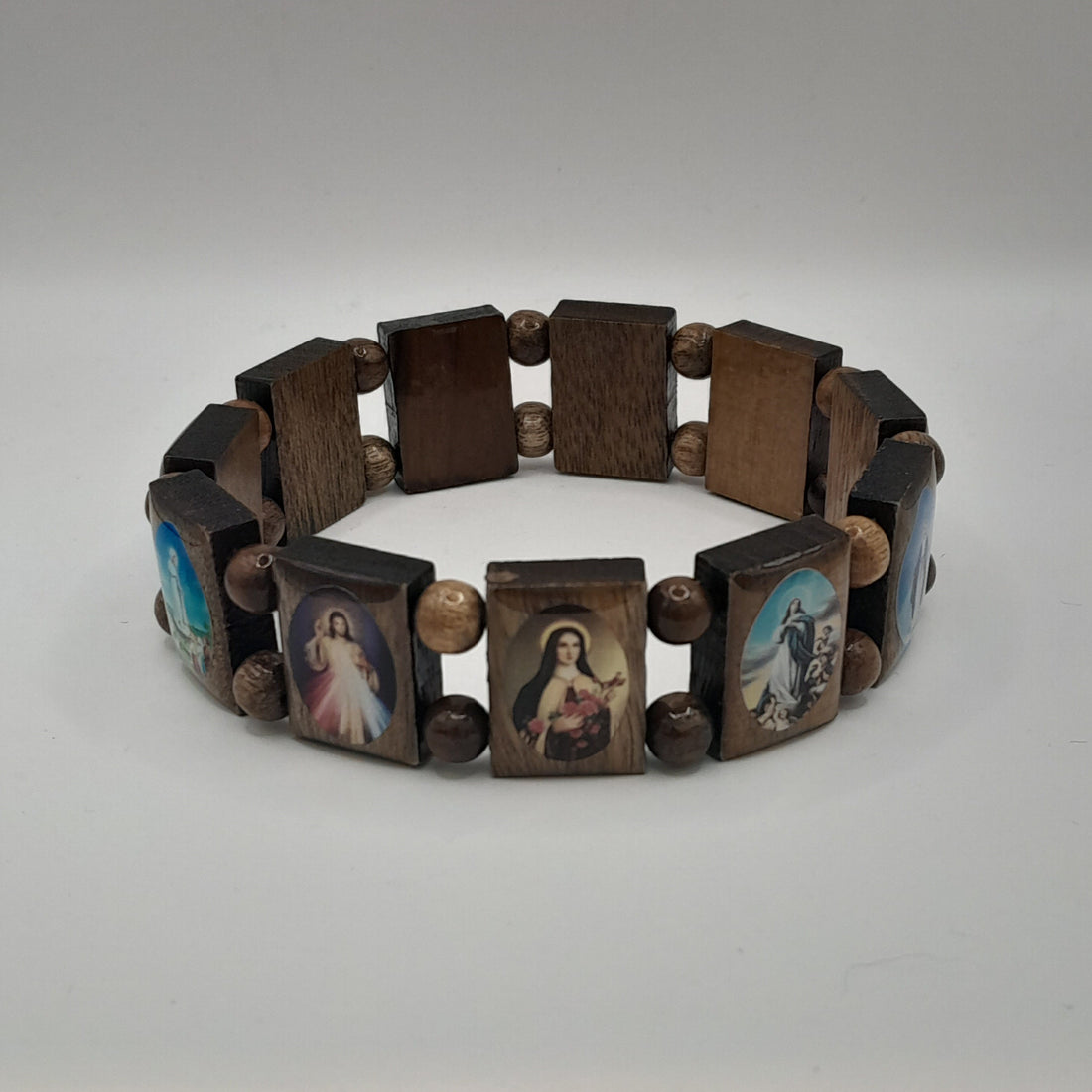 Armband Heiligenbilder / Holzperlen