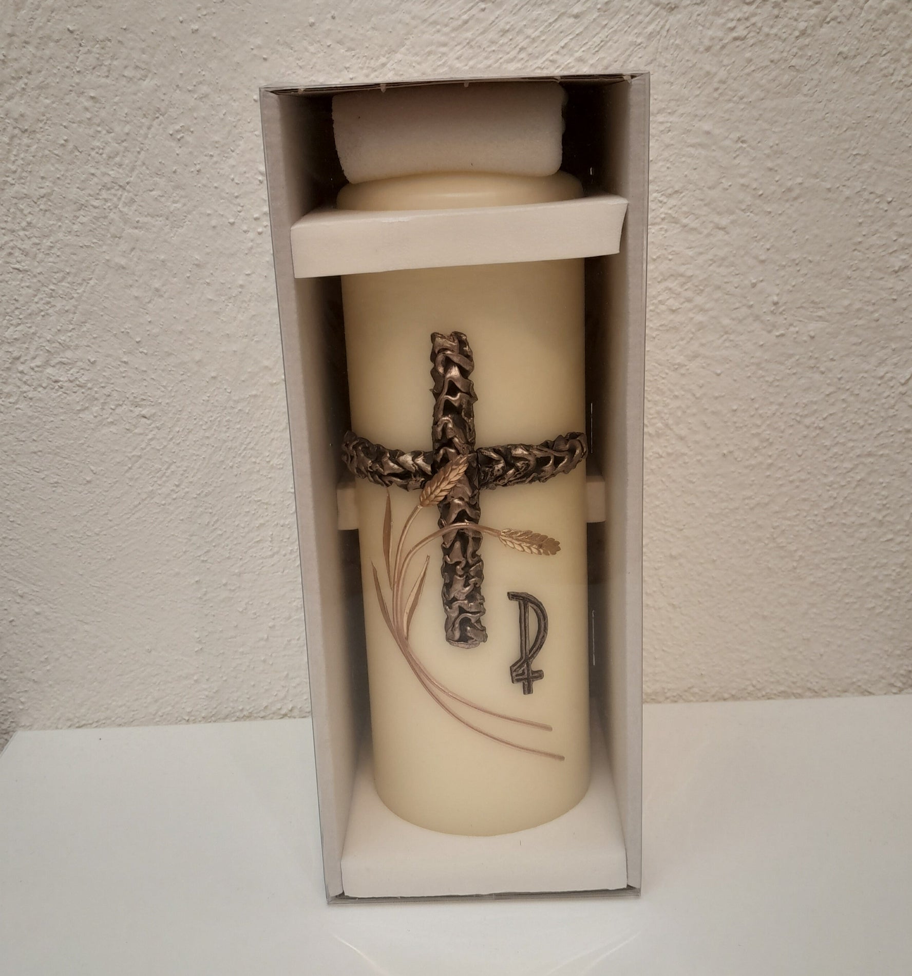 Trauerkerze / Gedenkkerze "Ähren", beige