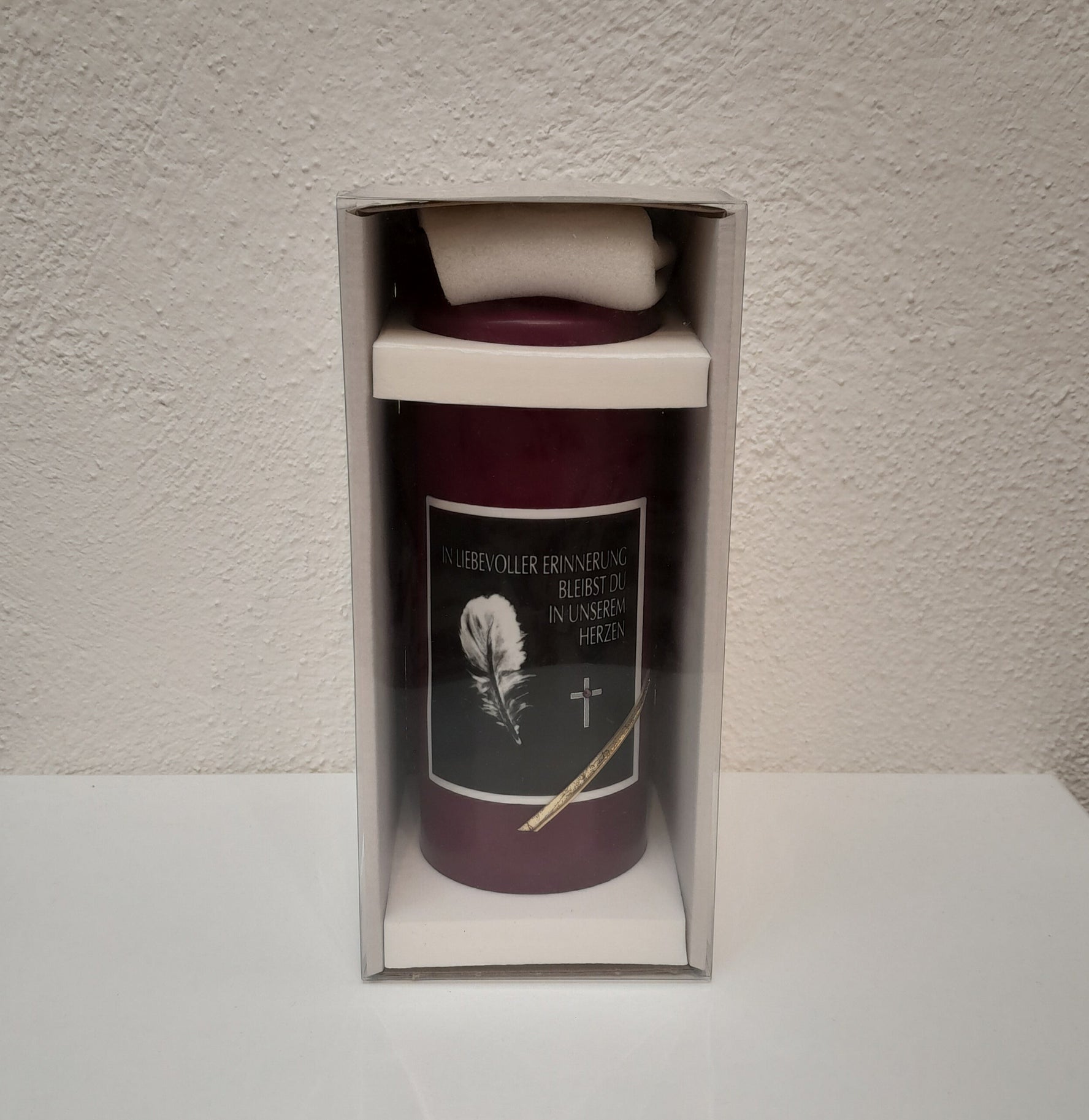 Trauerkerze / Gedenkkerze "In liebevoller Erinnerung" lila
