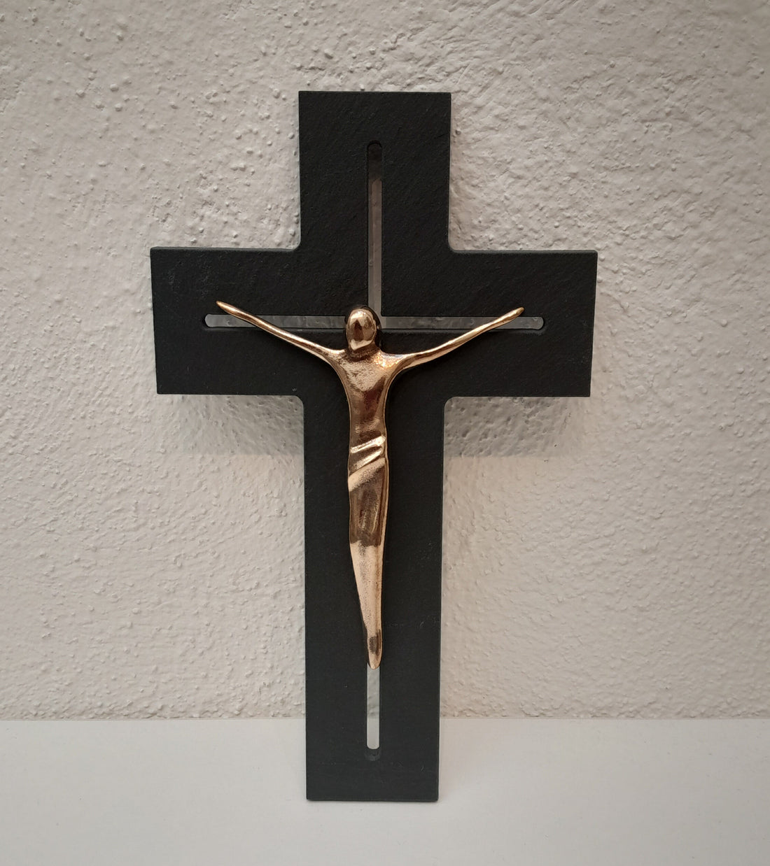 Wandkreuz Schiefer / Bronze