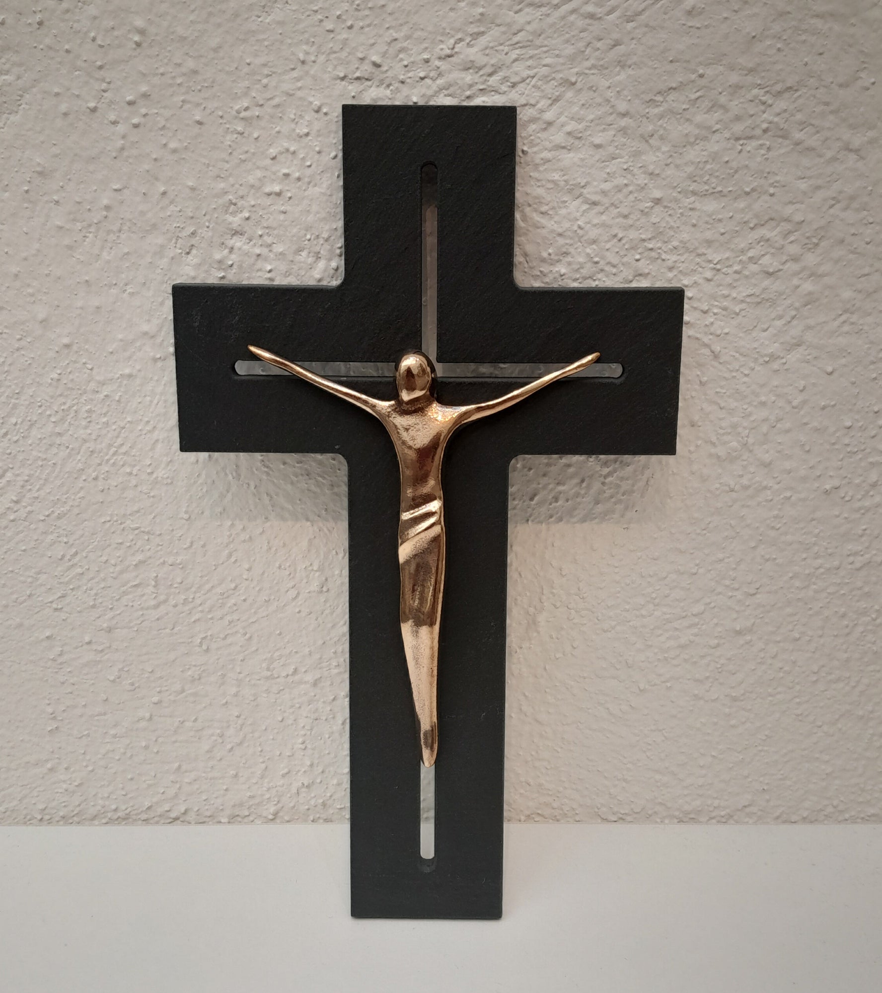 Wandkreuz Schiefer / Bronze