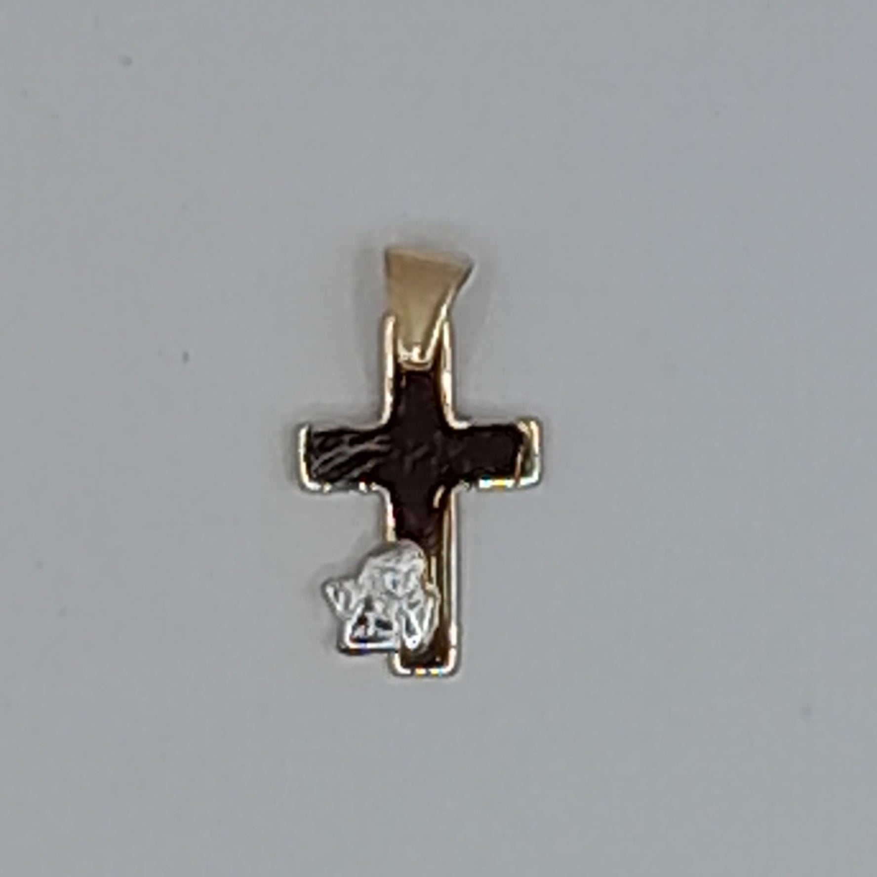Kettenanhänger Kreuz Gelb- und Weißgold 585