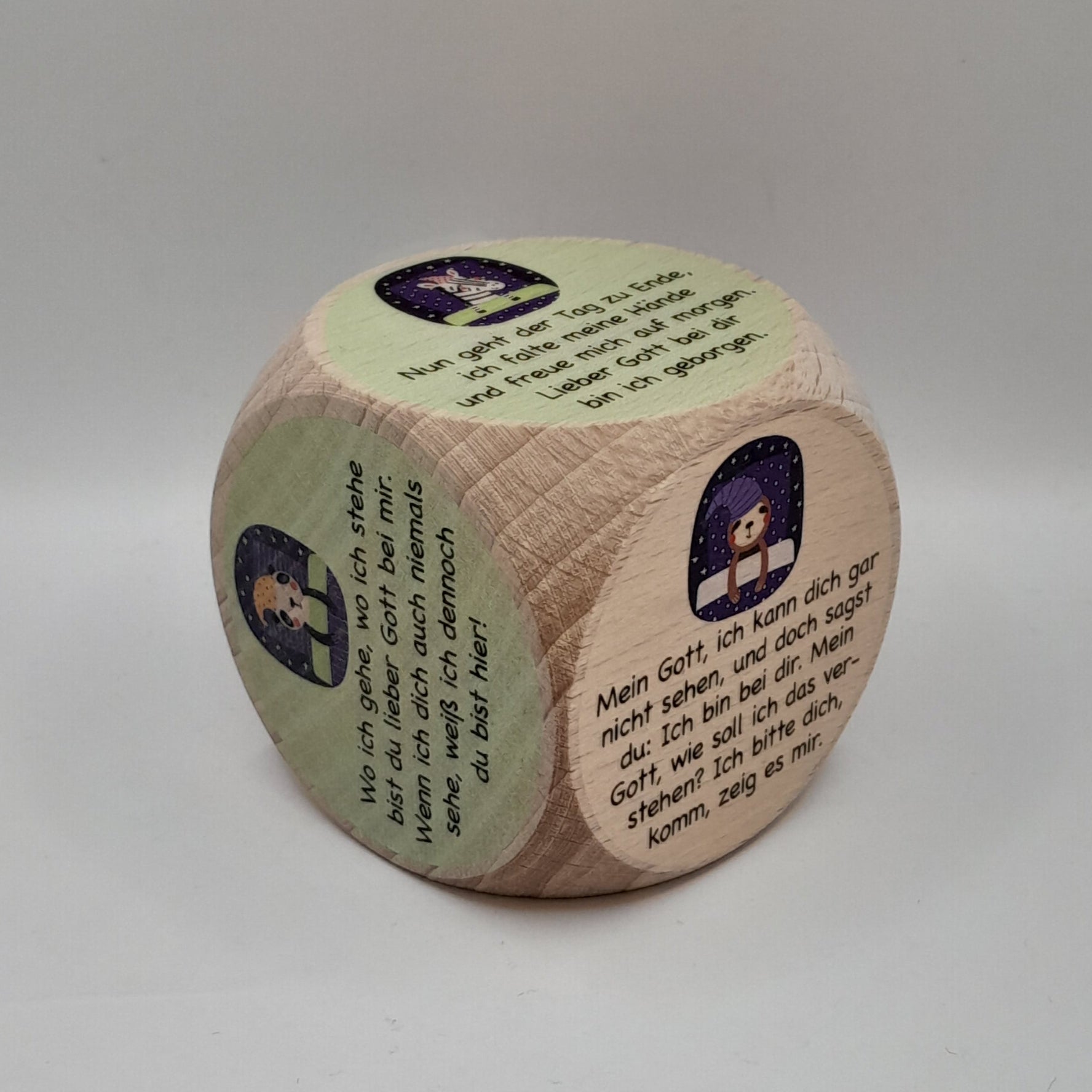 .Gebetswürfel "Abendgebete Tiere", Holz