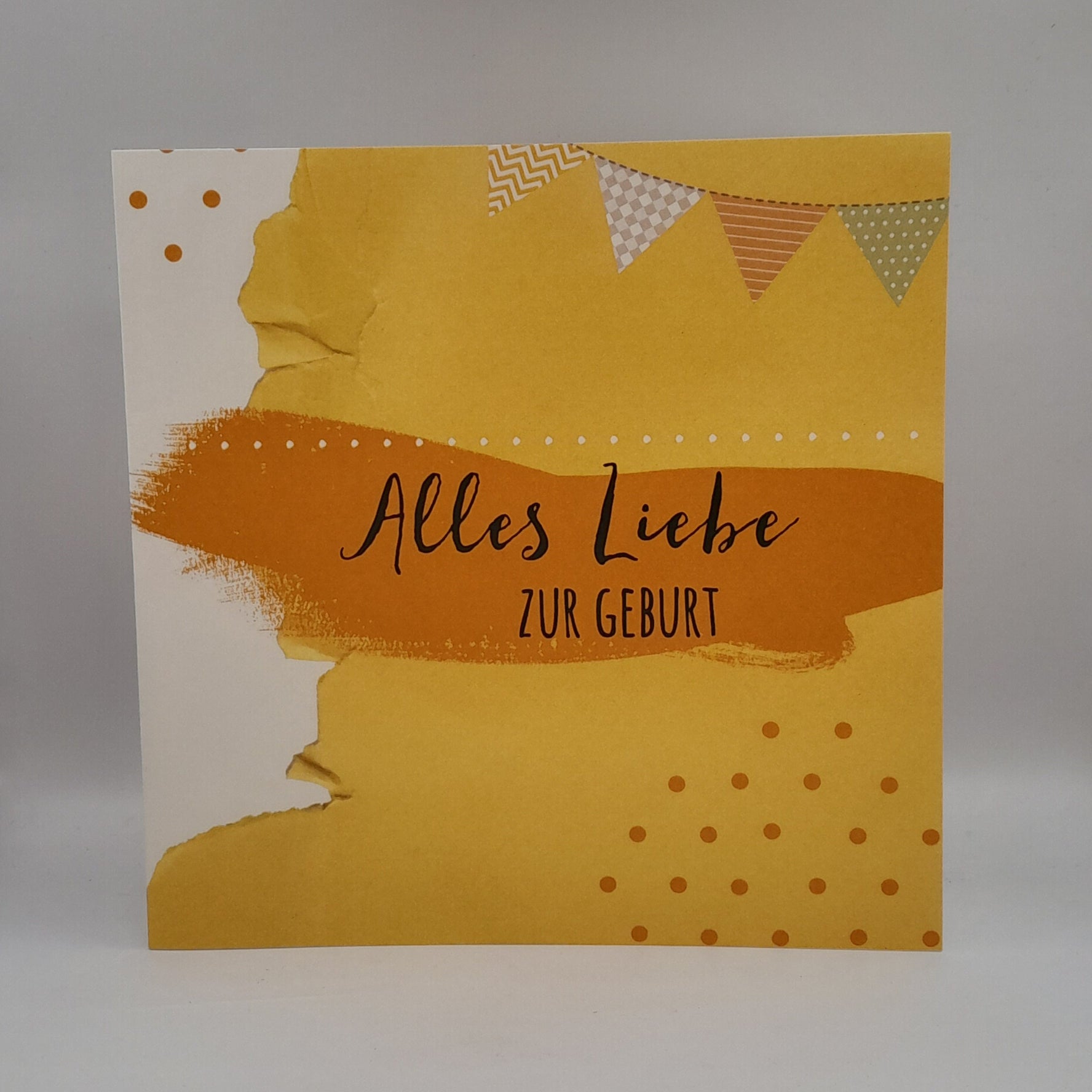 Billet zur Geburt "Wimpelkette gelb"