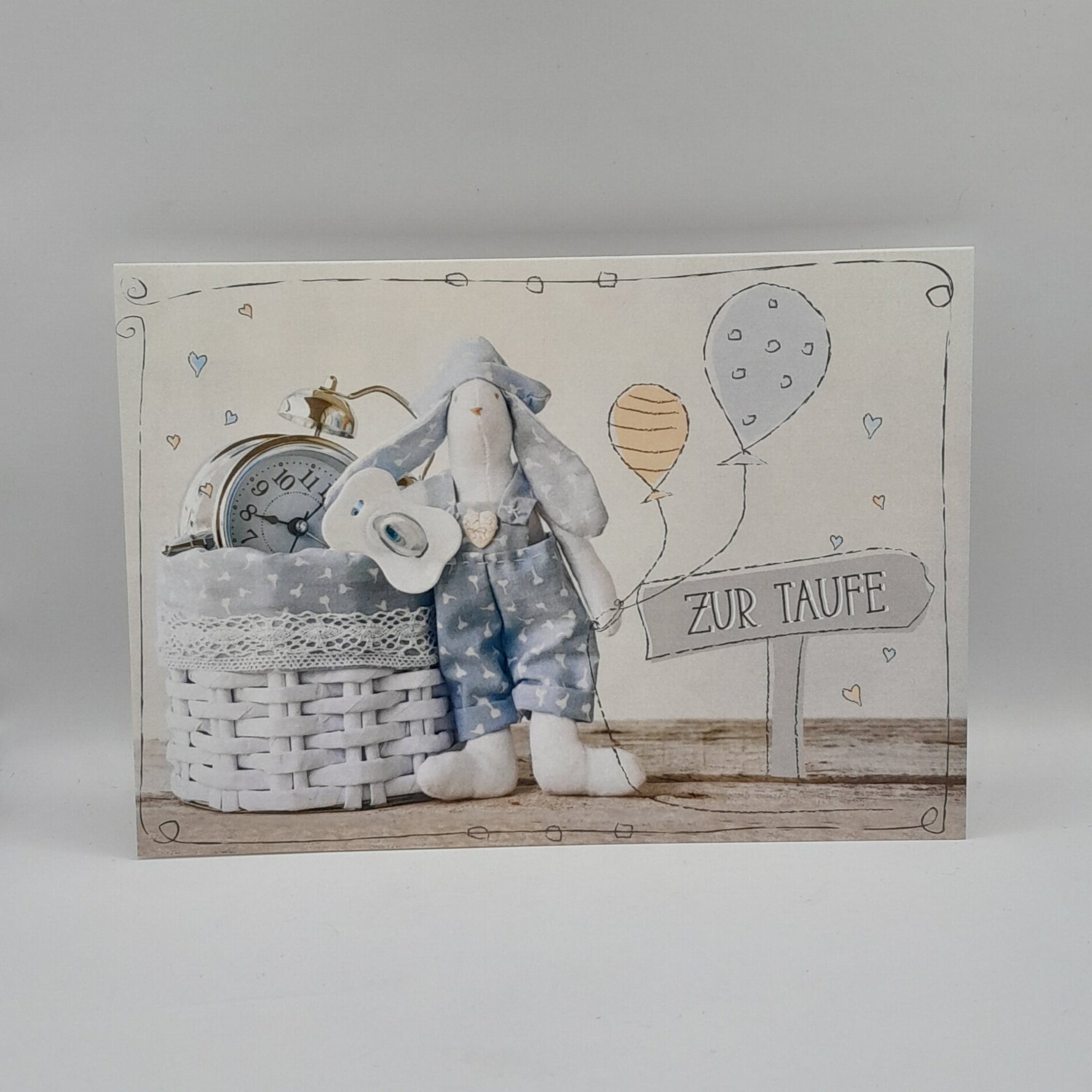 Billet zur Taufe "Hase blau"