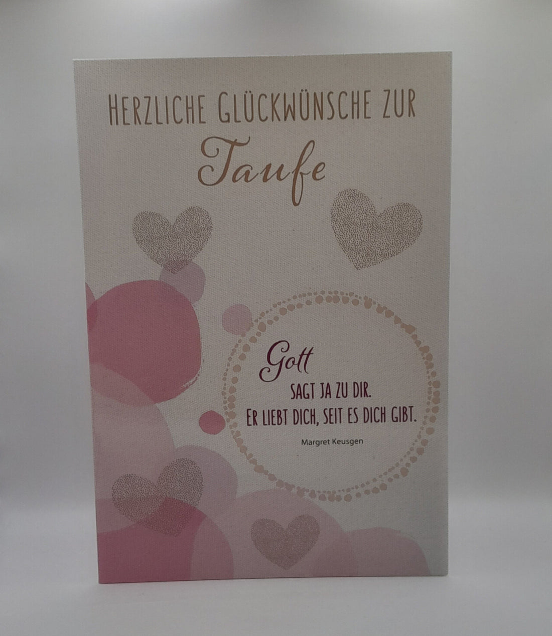 Billet zur Taufe "Rosa Herzen"