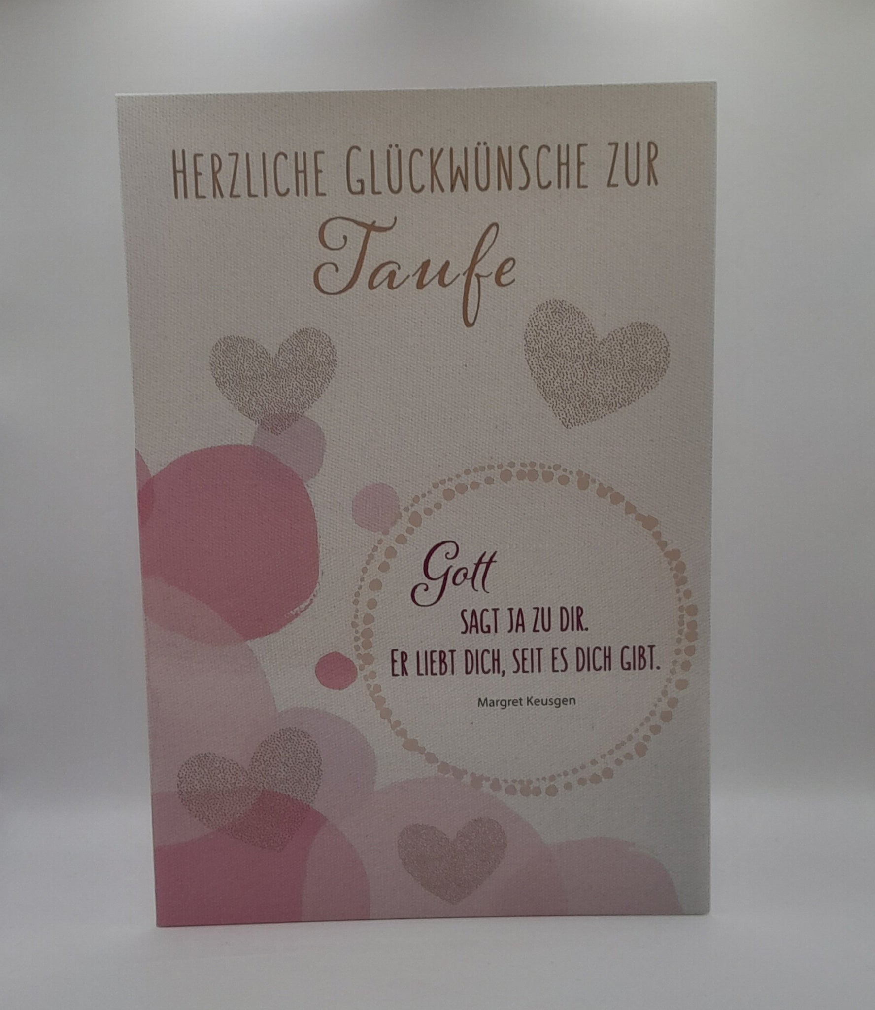 Billet zur Taufe "Rosa Herzen"