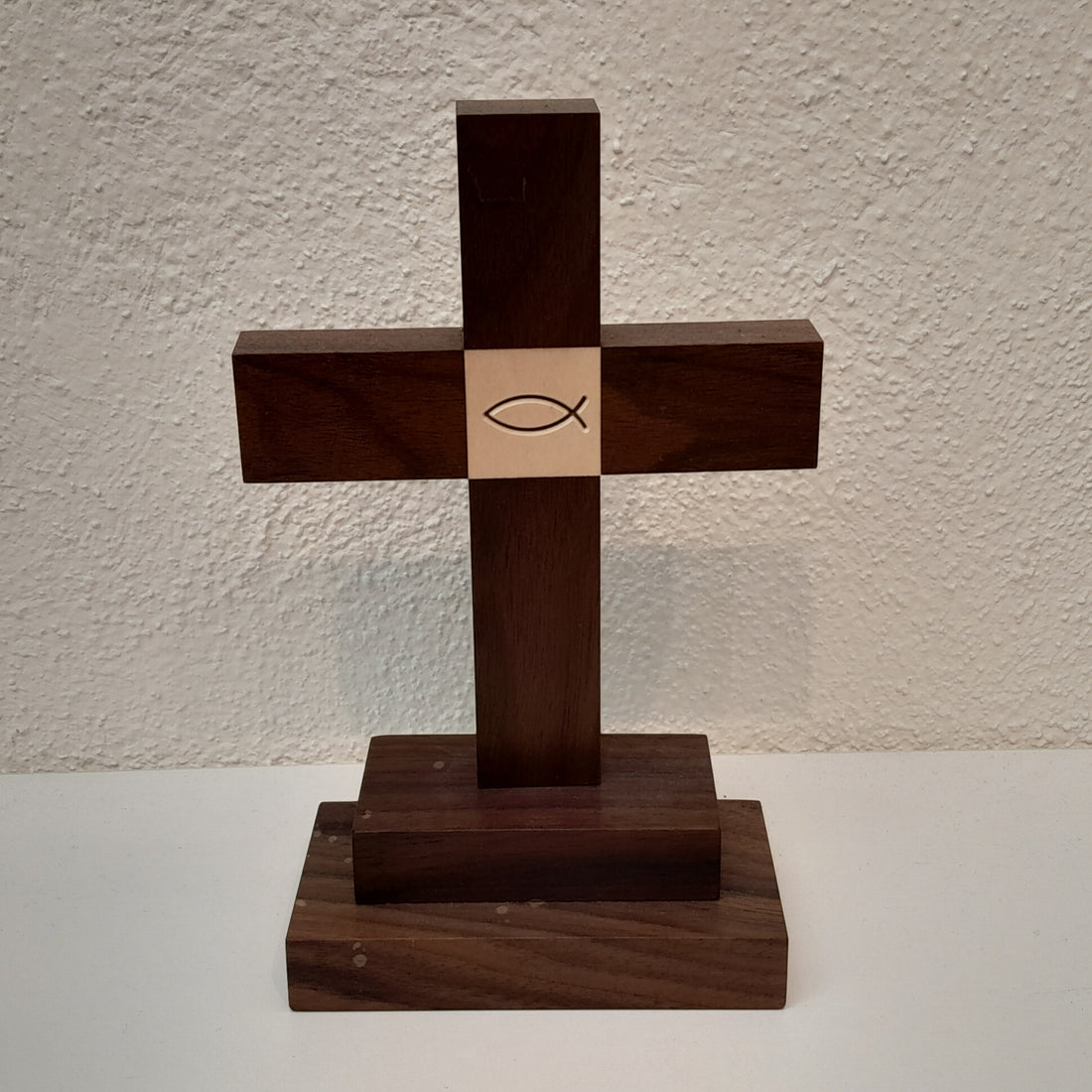 Stehkreuz Holz "Fisch"