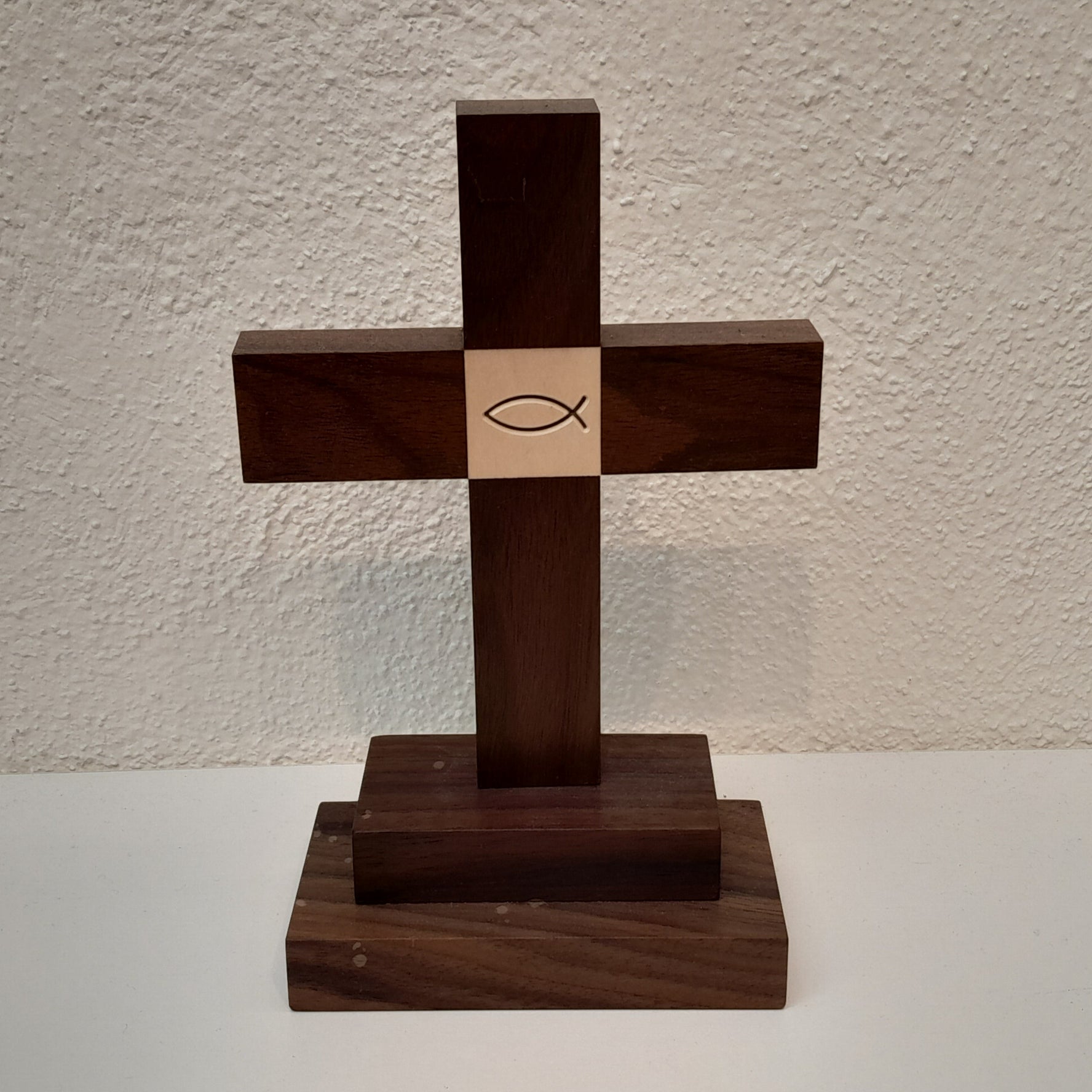 Stehkreuz Holz "Fisch"