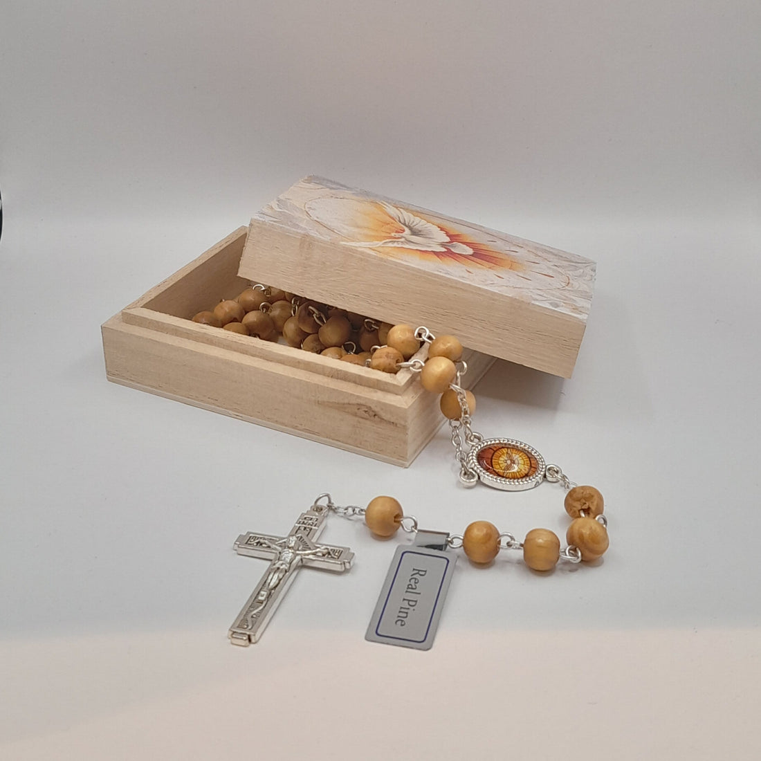 Rosenkranz Holz in Holzdose Hl. Geist