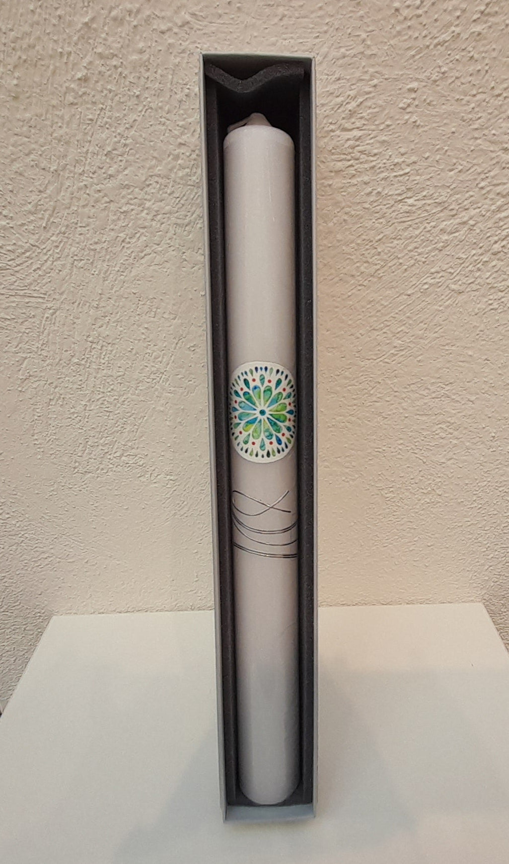 Taufkerze / Kommunionkerze "Muster und Fisch"