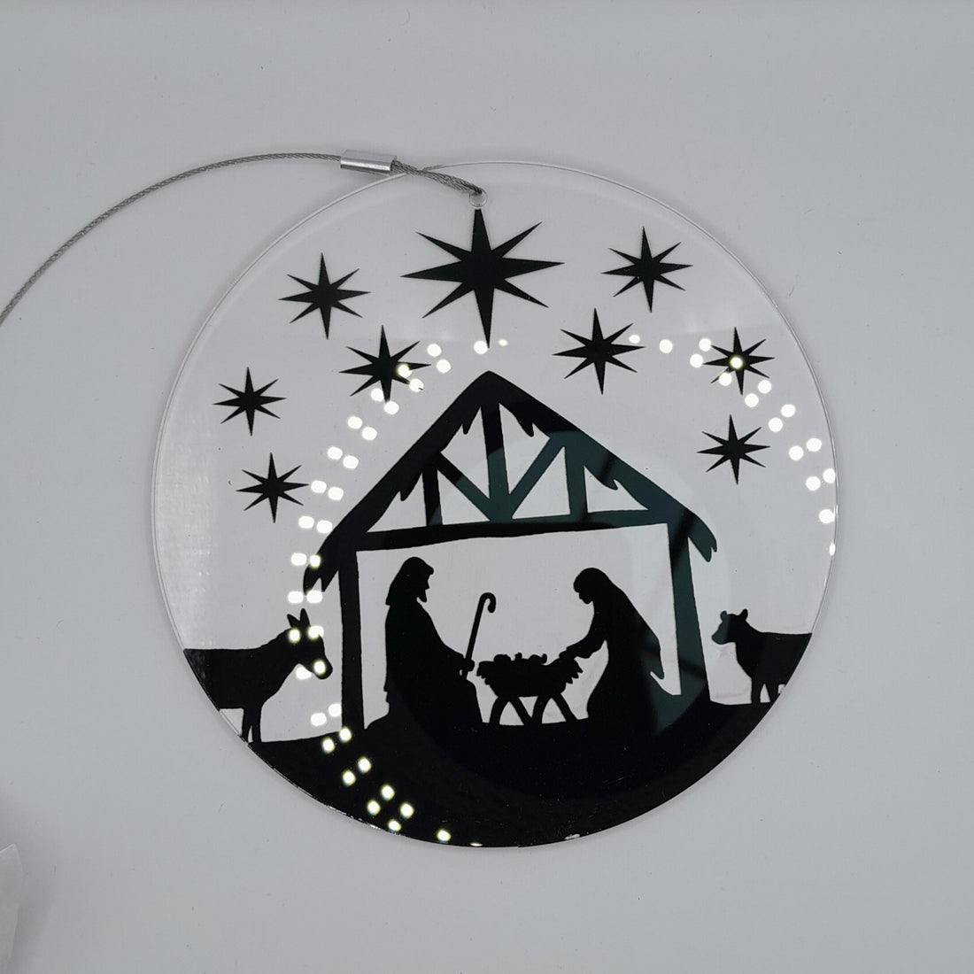 Weihnachtsdekoration aus Glas "Krippe und Sterne"