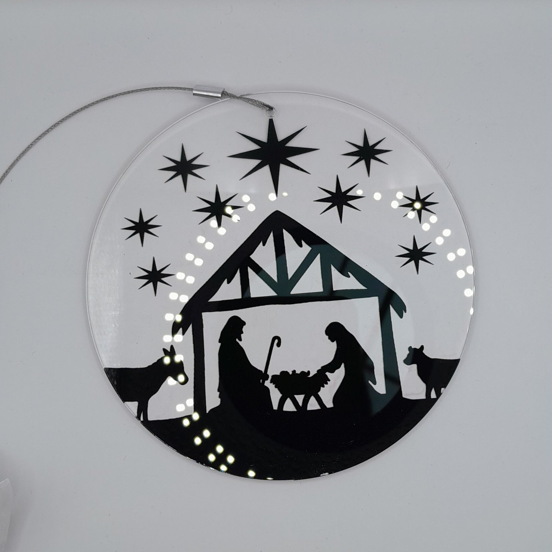 Weihnachtsdekoration aus Glas "Krippe und Sterne"
