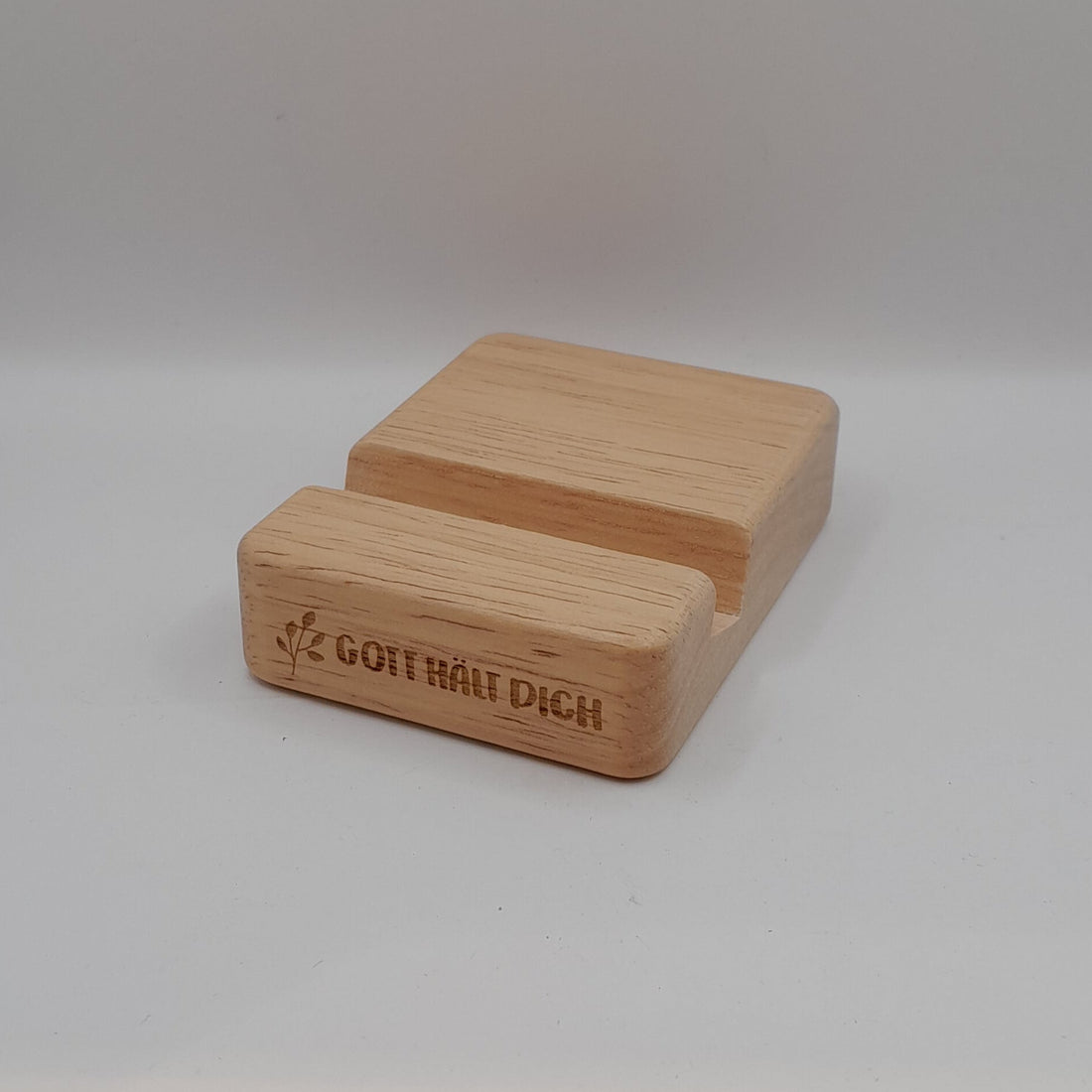 Handyhalter aus Holz "Gott hält dich"