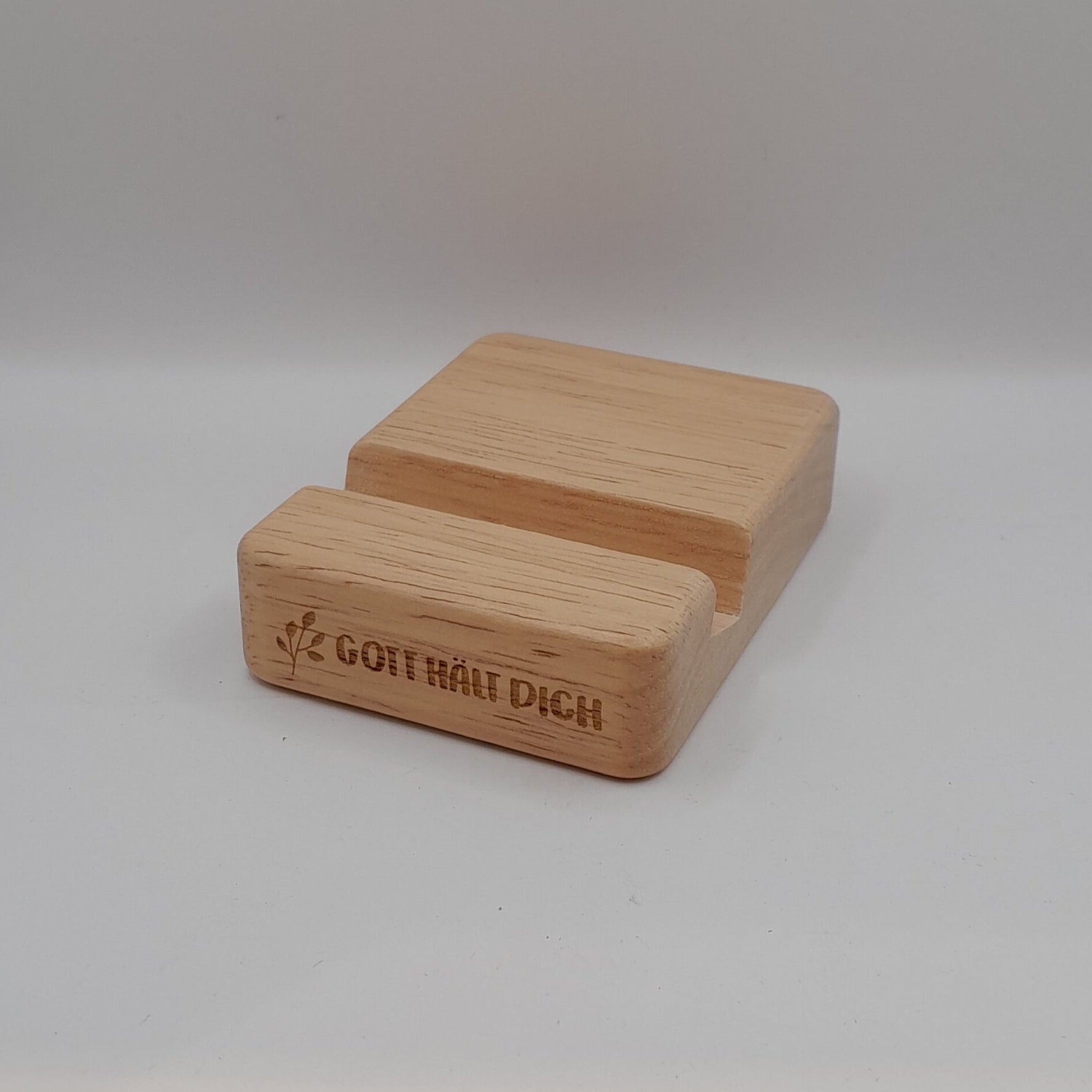 Handyhalter aus Holz "Gott hält dich"