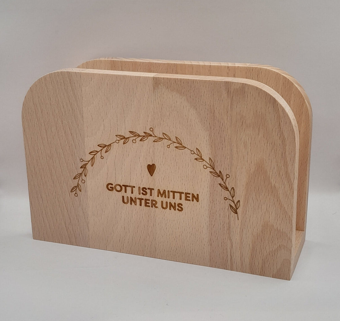 Serviettenständer "Gott ist mitten unter uns"