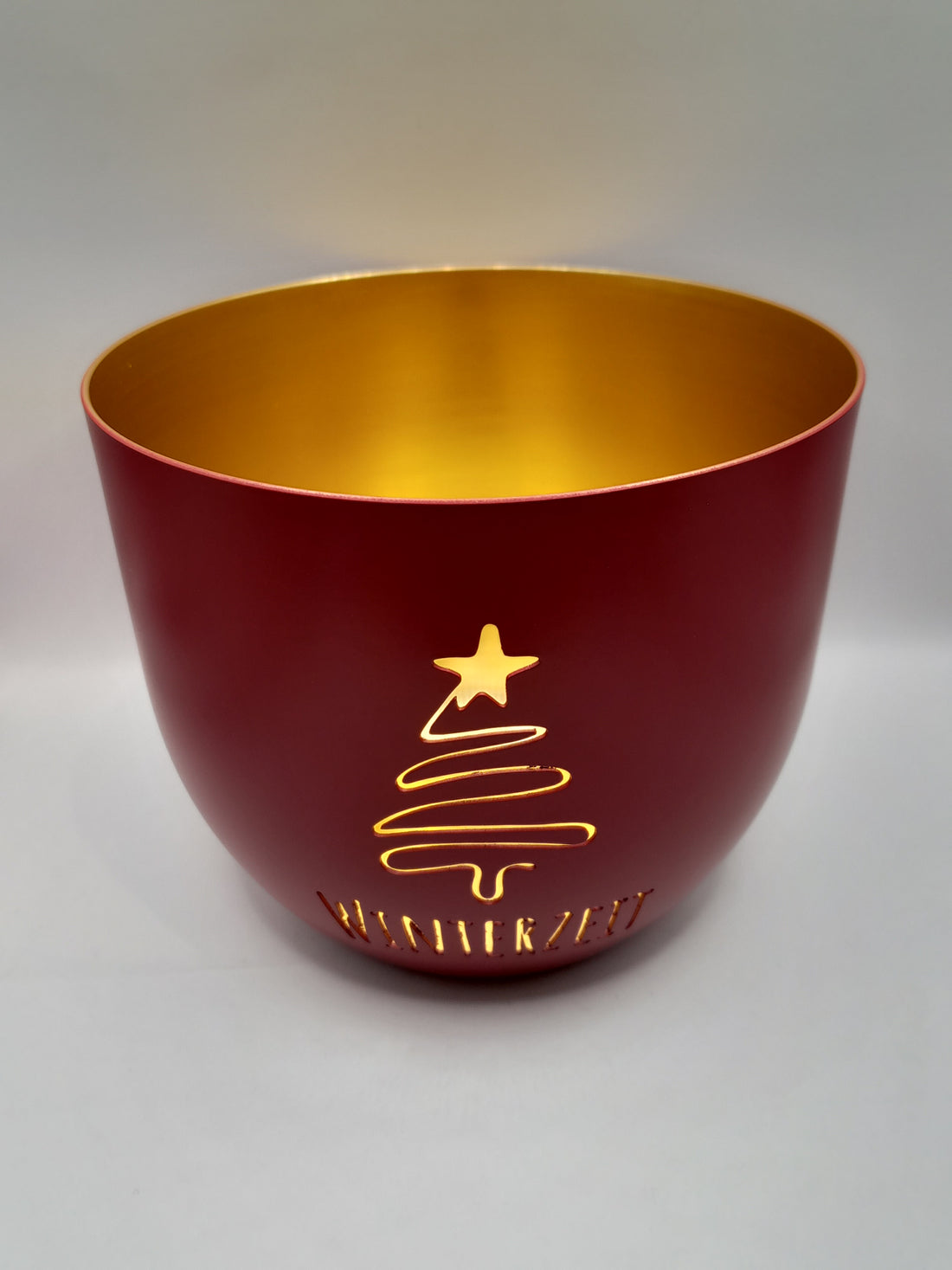 Metallwindlicht " Winterzeit " Rot/ Gold