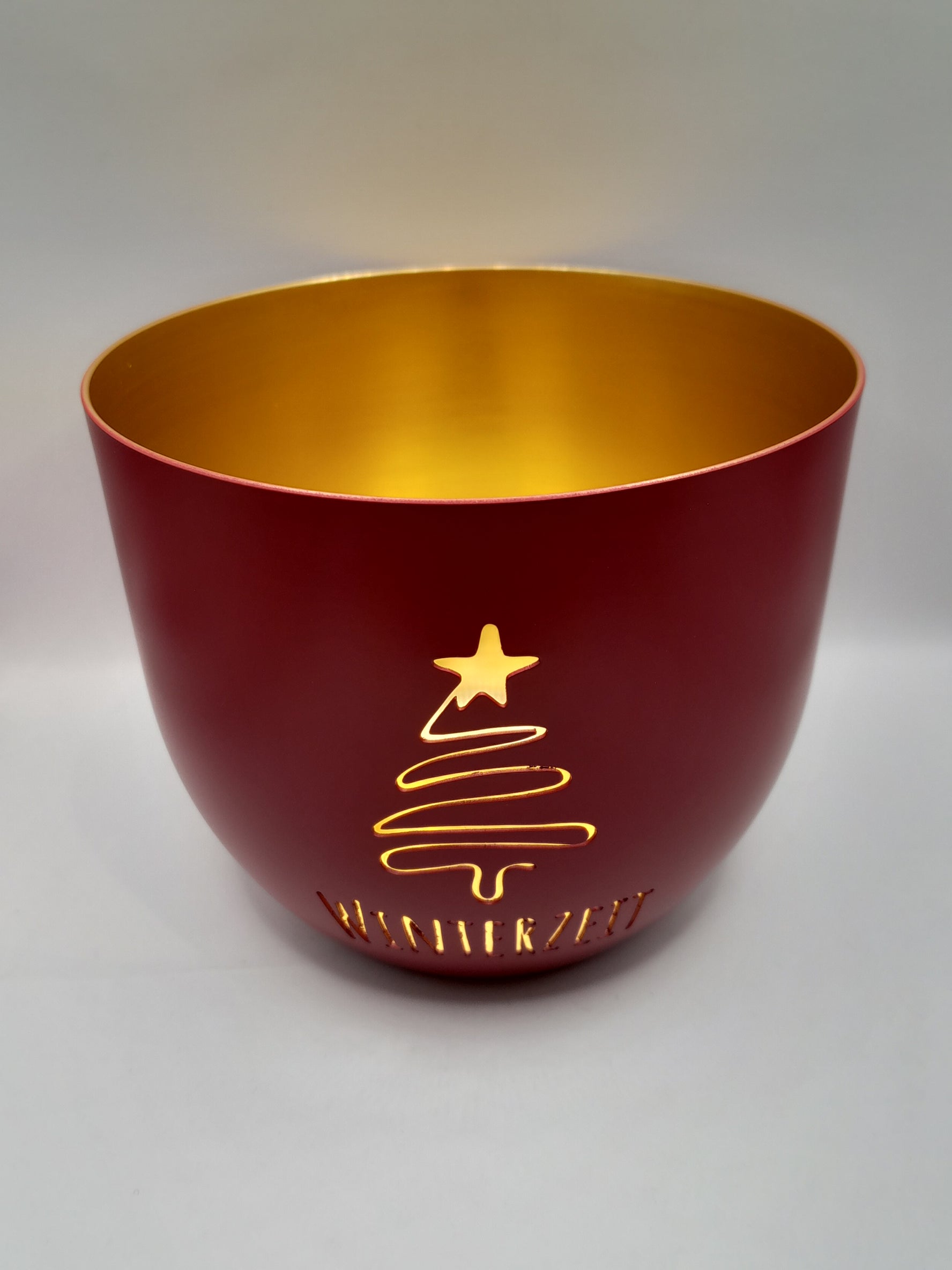 Metallwindlicht " Winterzeit " Rot/ Gold