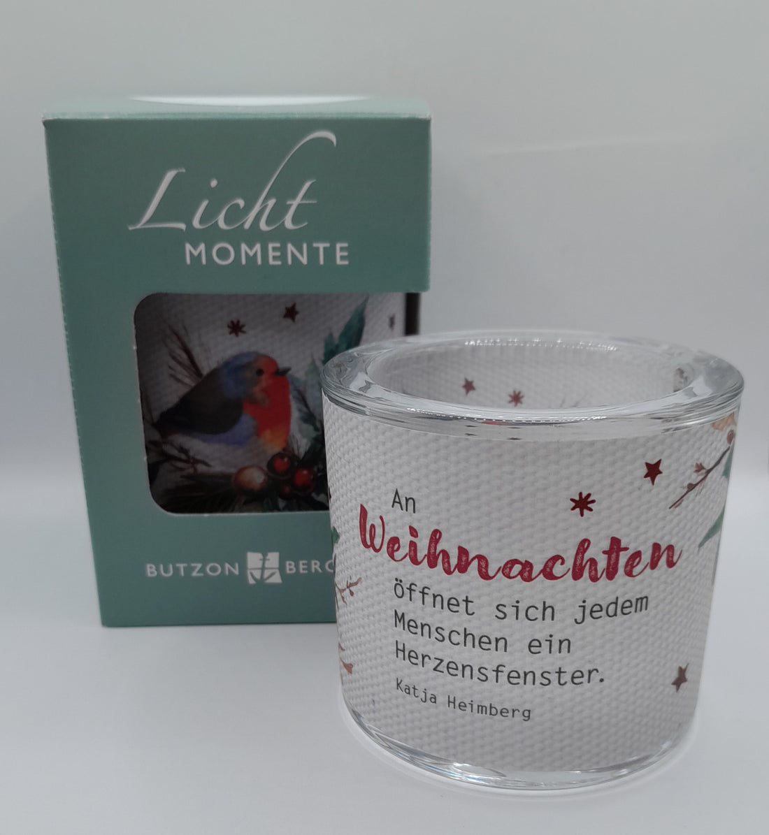 Lichtmomente Teelichthalter "Weihnachten" / Rotkehlchen