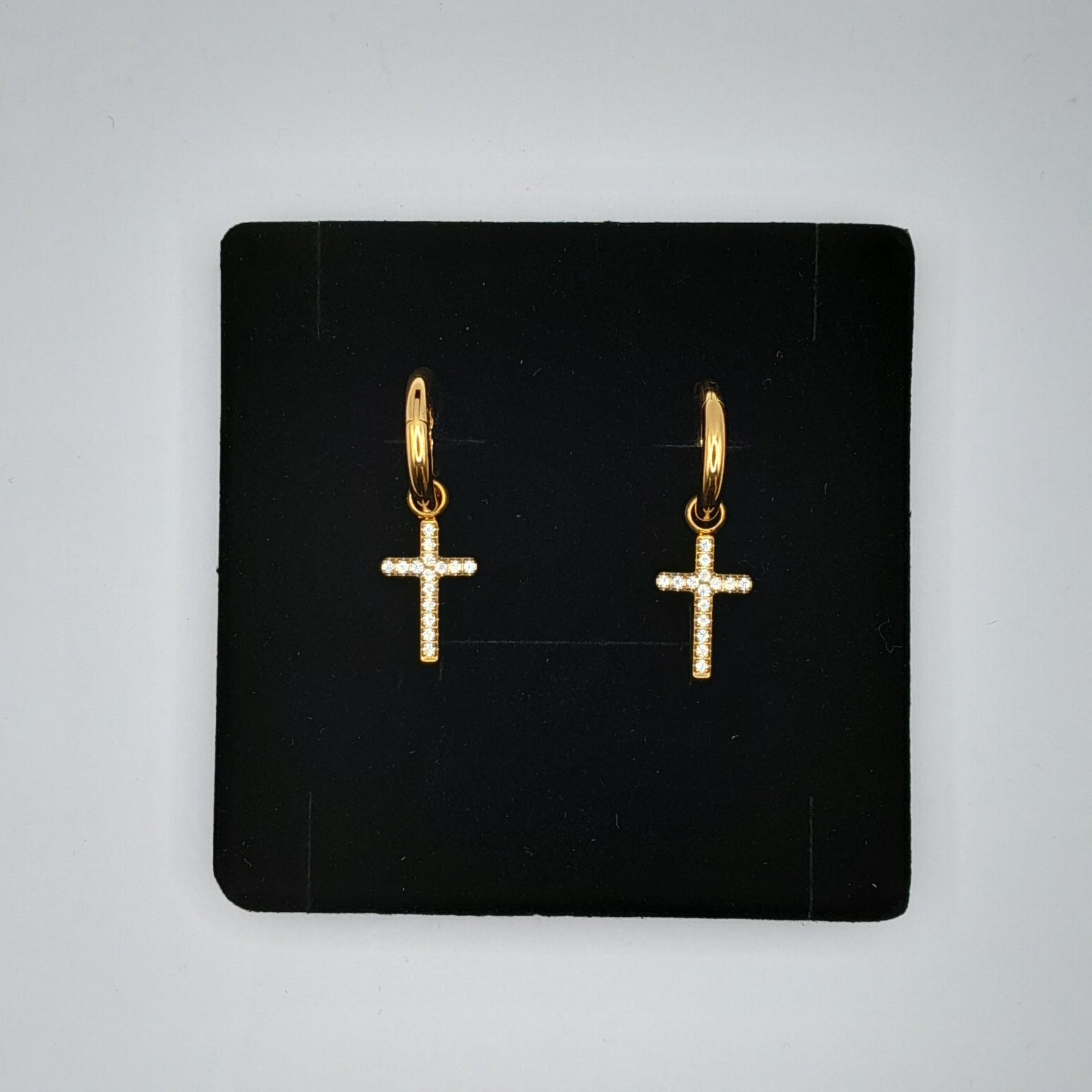 Kreolen mit Kreuz, Edelstahl vergoldet