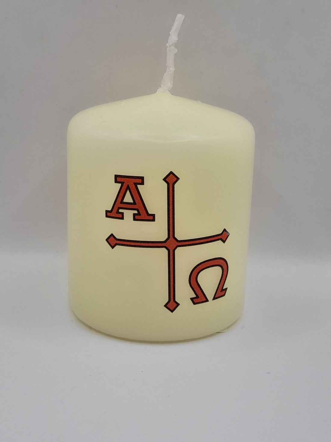 Mini-Geschenkkerze Alpha/Omega rot