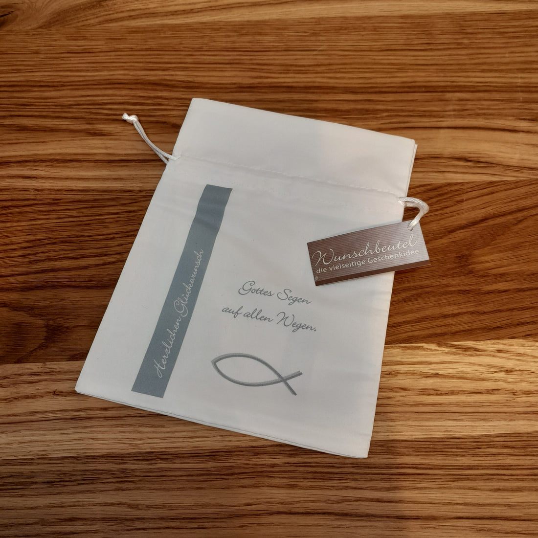 Geschenkbeutel, silber/ weiss "Gottes Segen"