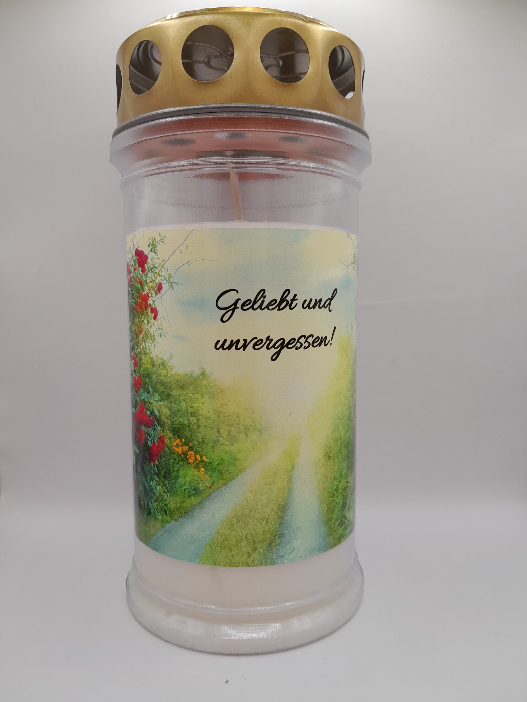 Trauerkerze/ Gedenkkerze Rosenweg  "Geliebt und unvergessen"
