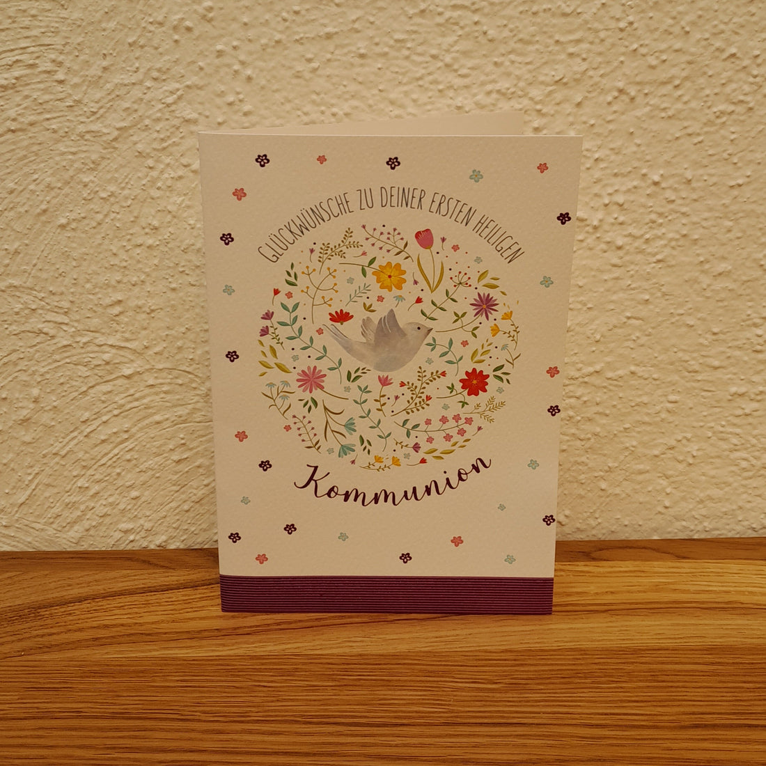 Billet zur Erstkommunion "Taube & Blumen"