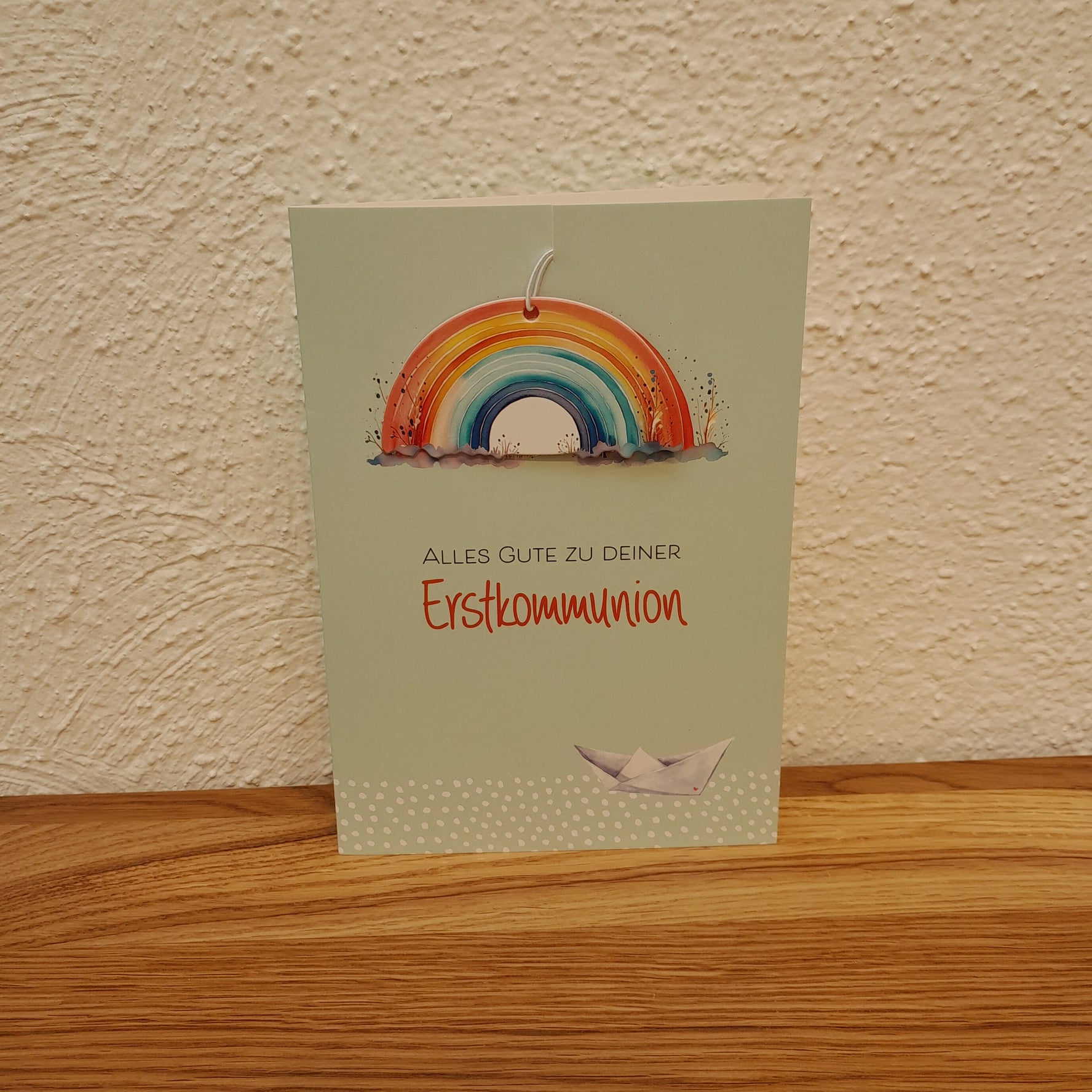 Billet zur Erstkommunion "Regenbogen", mit Anhänger