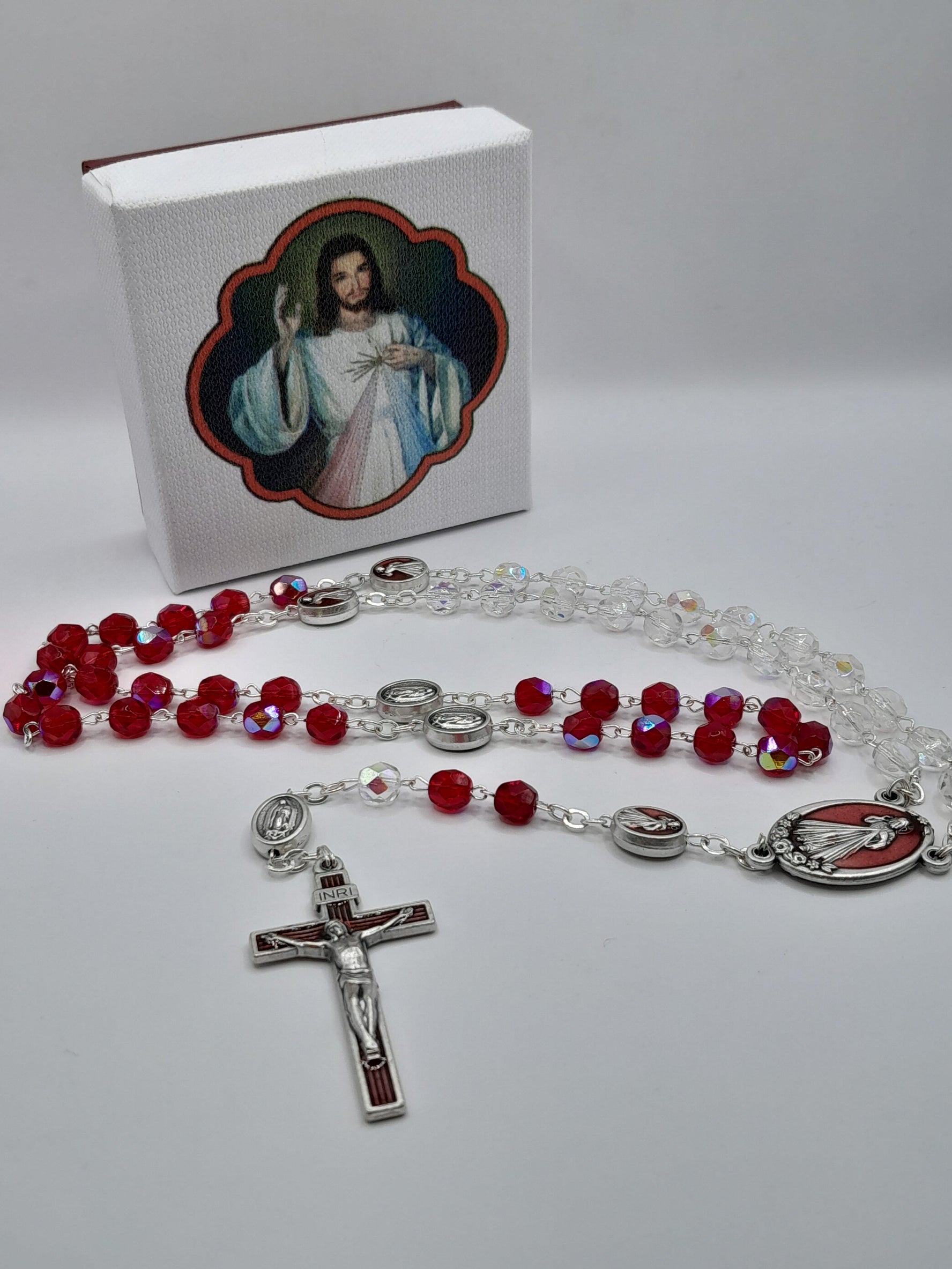 Rosenkranz Barmherziger Jesus in Schachtel m. Aufdruck