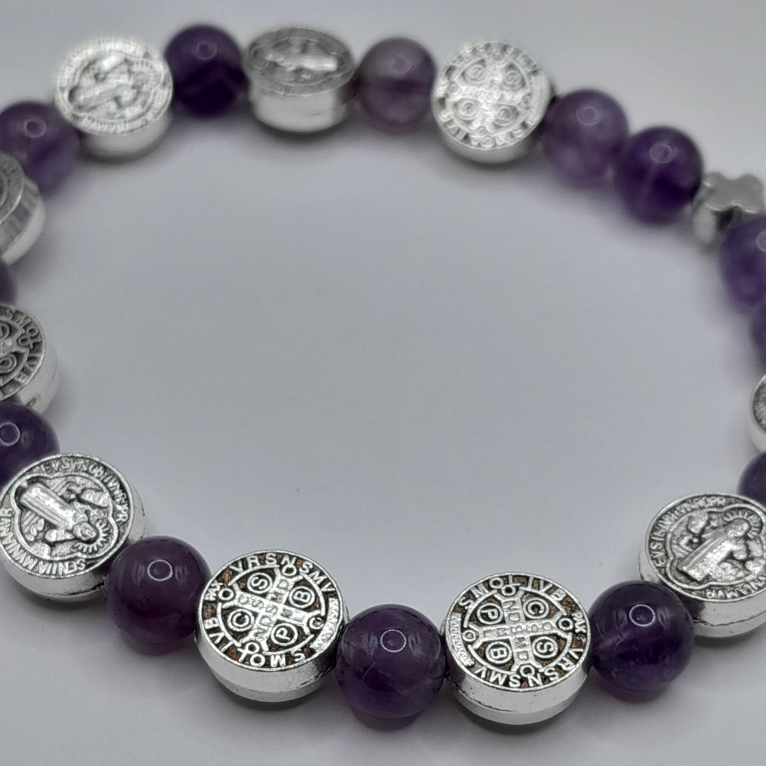 Edelstein - Armband Hl. Benedikt Amethyst