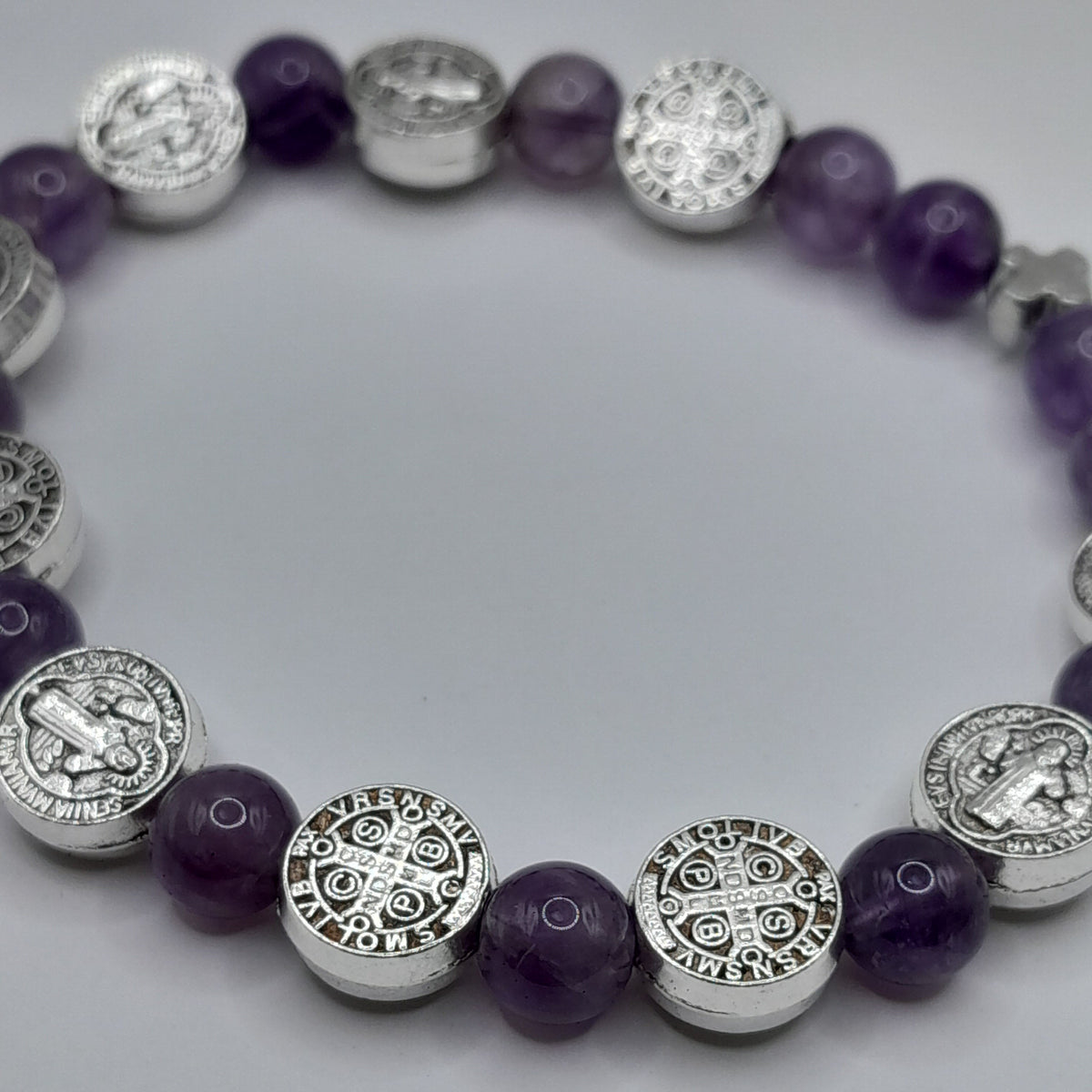 Edelstein - Armband Hl. Benedikt Amethyst
