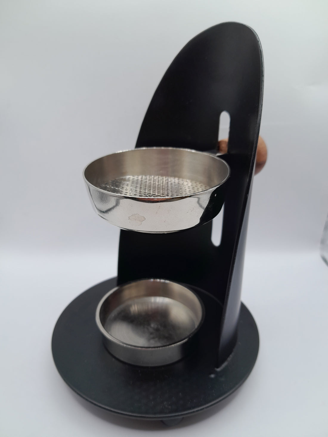 Räucherstövchen schwarz/ Messing vernickelt