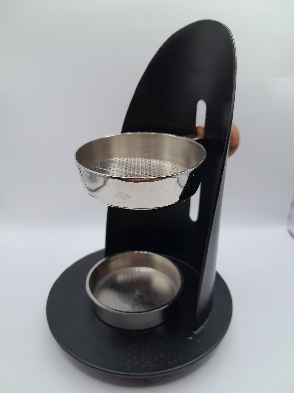 Räucherstövchen schwarz/ Messing vernickelt