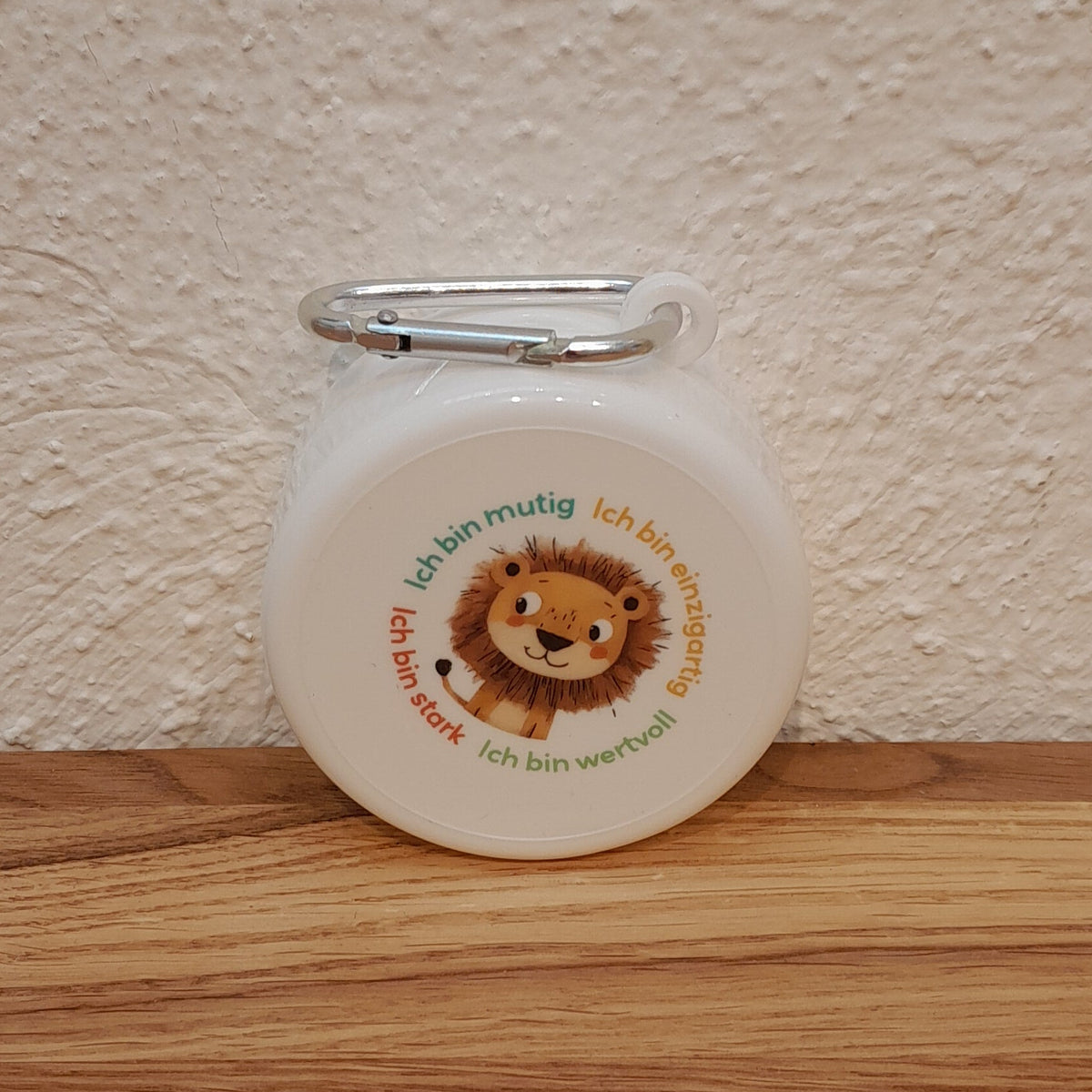 Trinkbecher Löwe, faltbar mit Karabiner