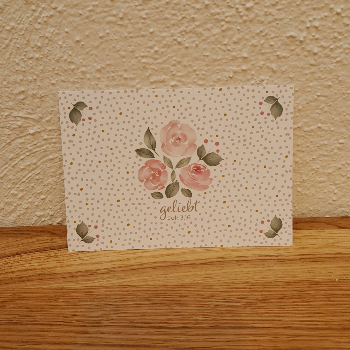 Postkarte "geliebt" Rosen