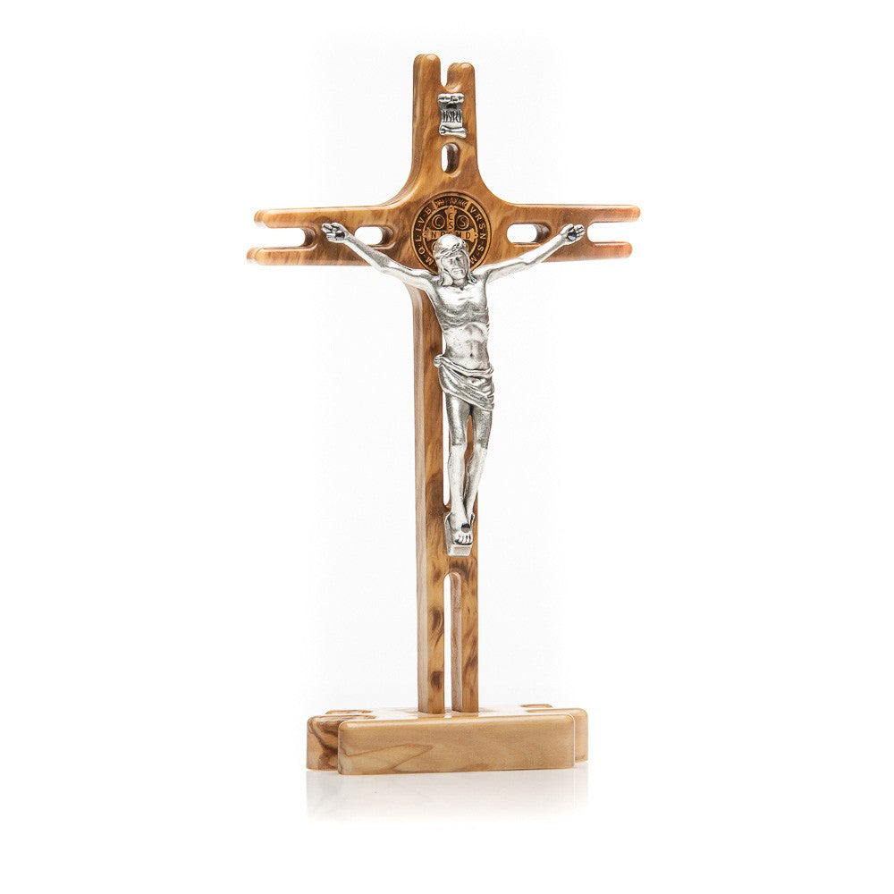 Stehkreuz Olivenholz mit Metall Körper