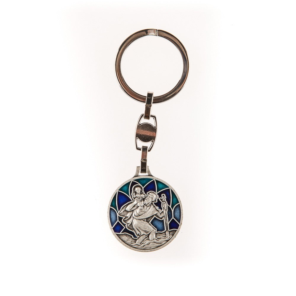 Schlüsselanhänger Christophorus blau