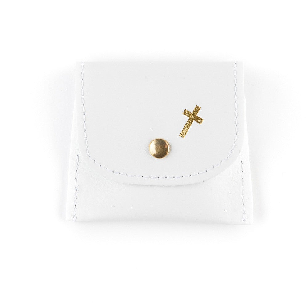 Rosenkranztäschchen weiß, mit Kreuz