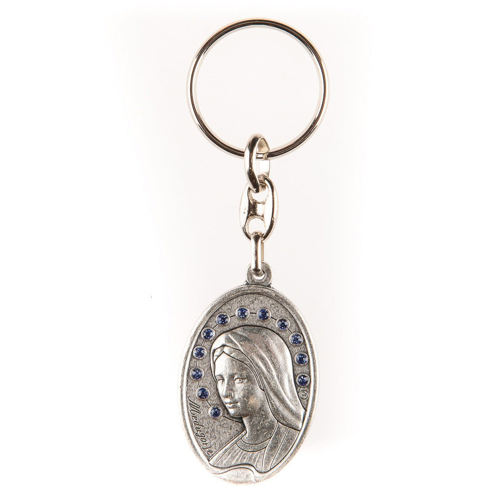 Schlüsselanhänger Madonna Kristall blau