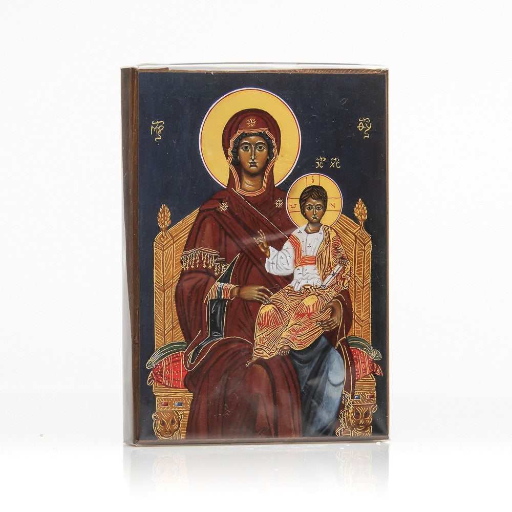 Ikone MJ34 Gottesmutter auf dem Thron (11x15)