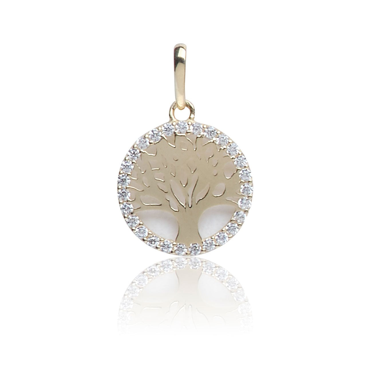 Kettenanhänger Lebensbaum Gold 585 mit Zirkonia