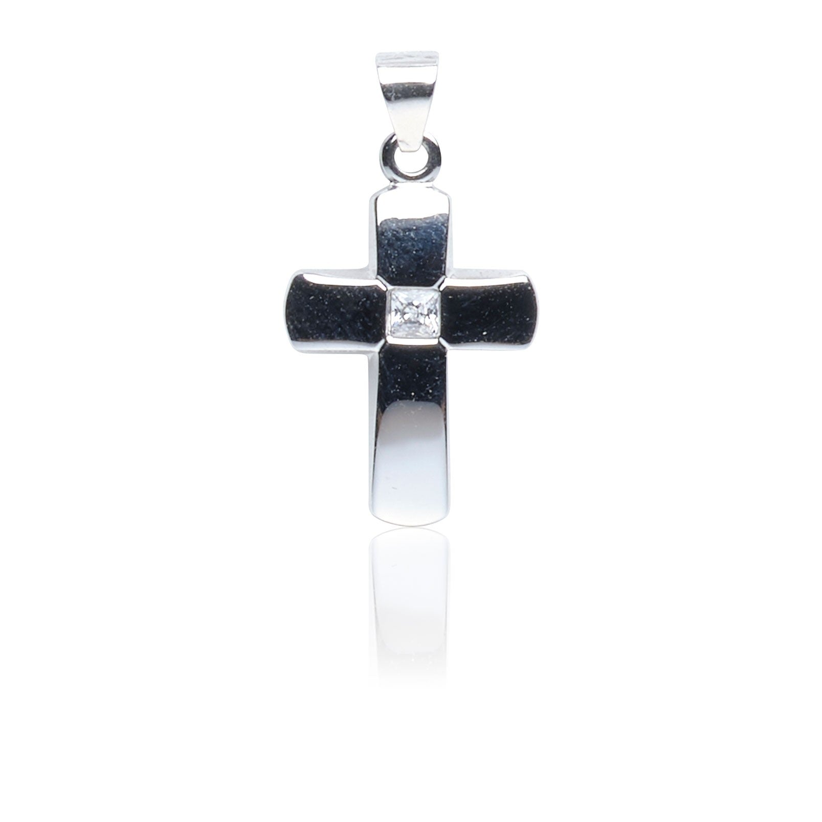 Kettenanhänger Kreuz Silber 925 mit Zirkonia.